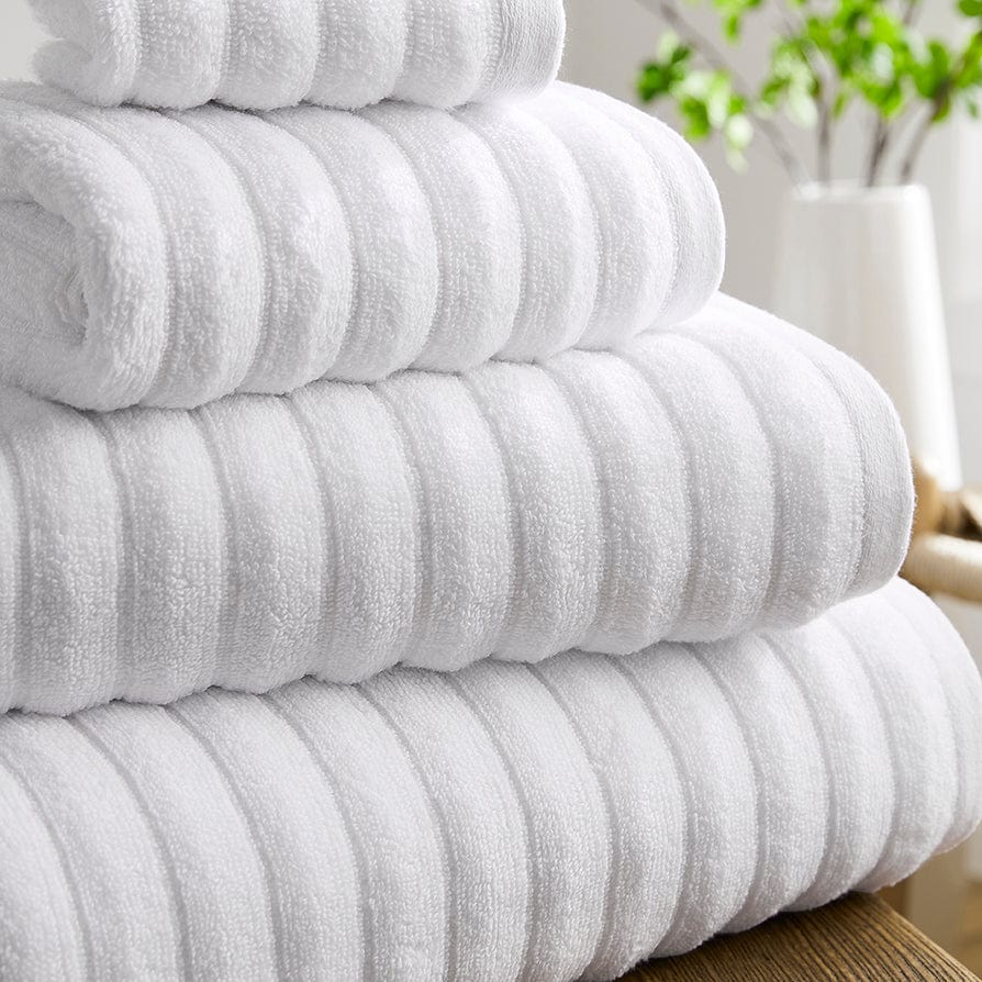 Monaco Plush Ribbed Cotton Towel Collection - White - Image 2