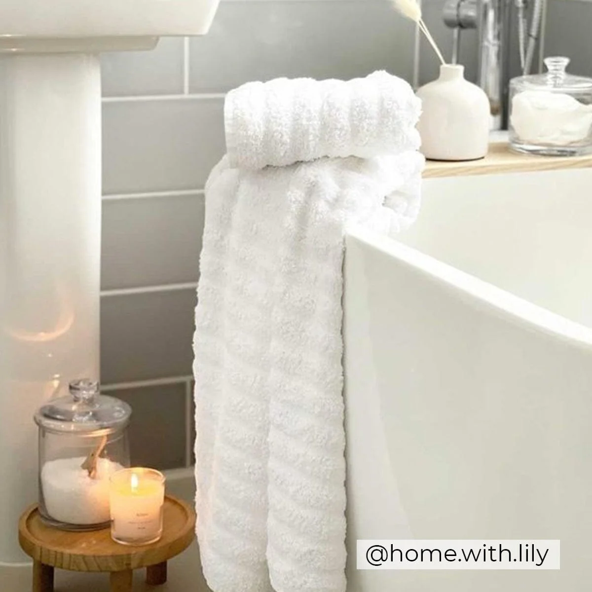 Monaco Plush Ribbed Cotton Towel Collection - White - Image 4