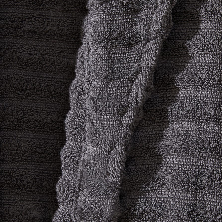 Monaco Plush Ribbed Cotton Robe - Charcoal - Image 3