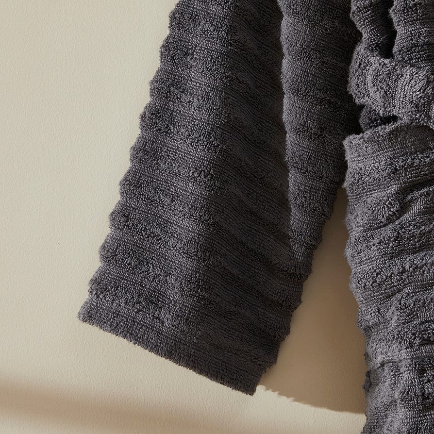 Monaco Plush Ribbed Cotton Robe - Charcoal - Image 5