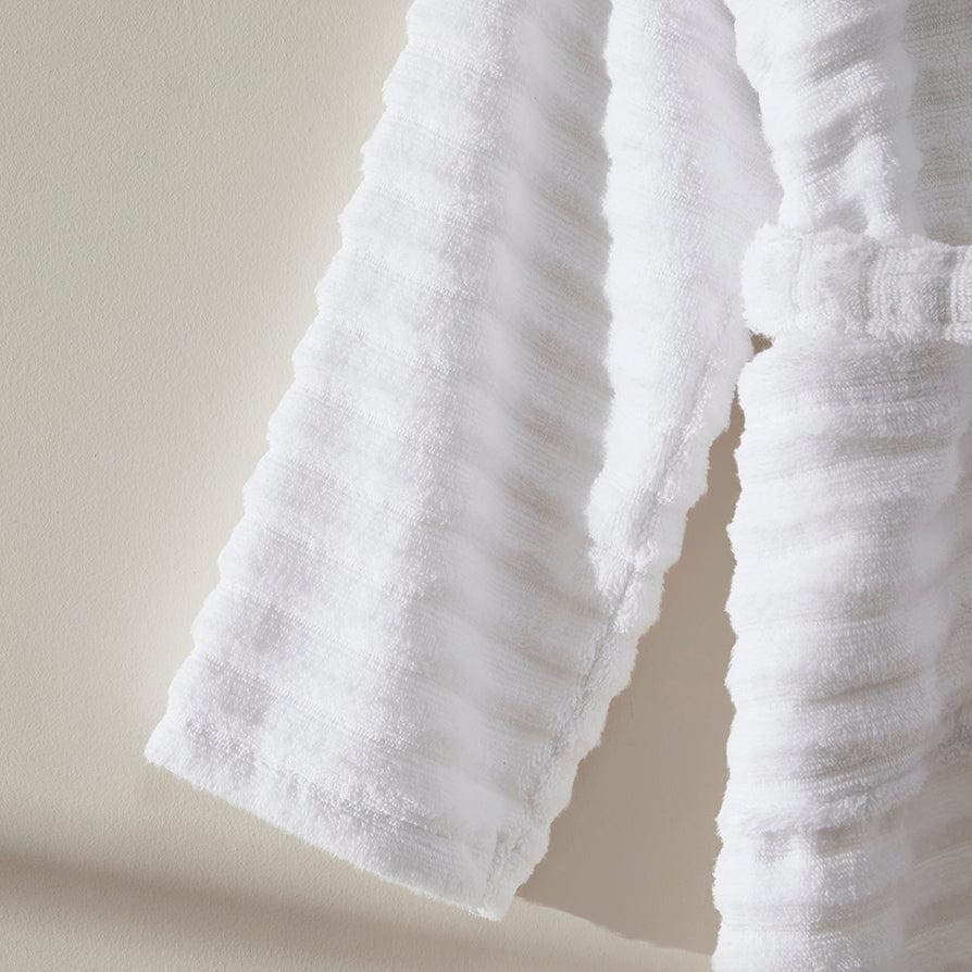 Monaco Plush Ribbed Cotton Robe - White - Image 5