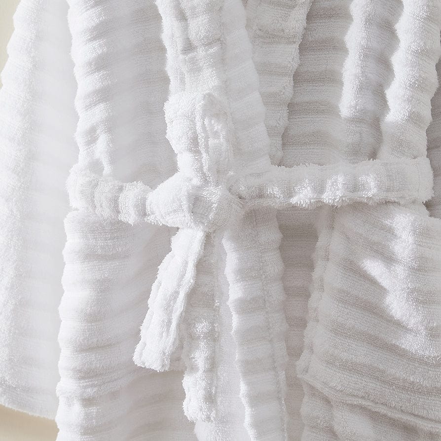 Monaco Plush Ribbed Cotton Robe - White - Image 6