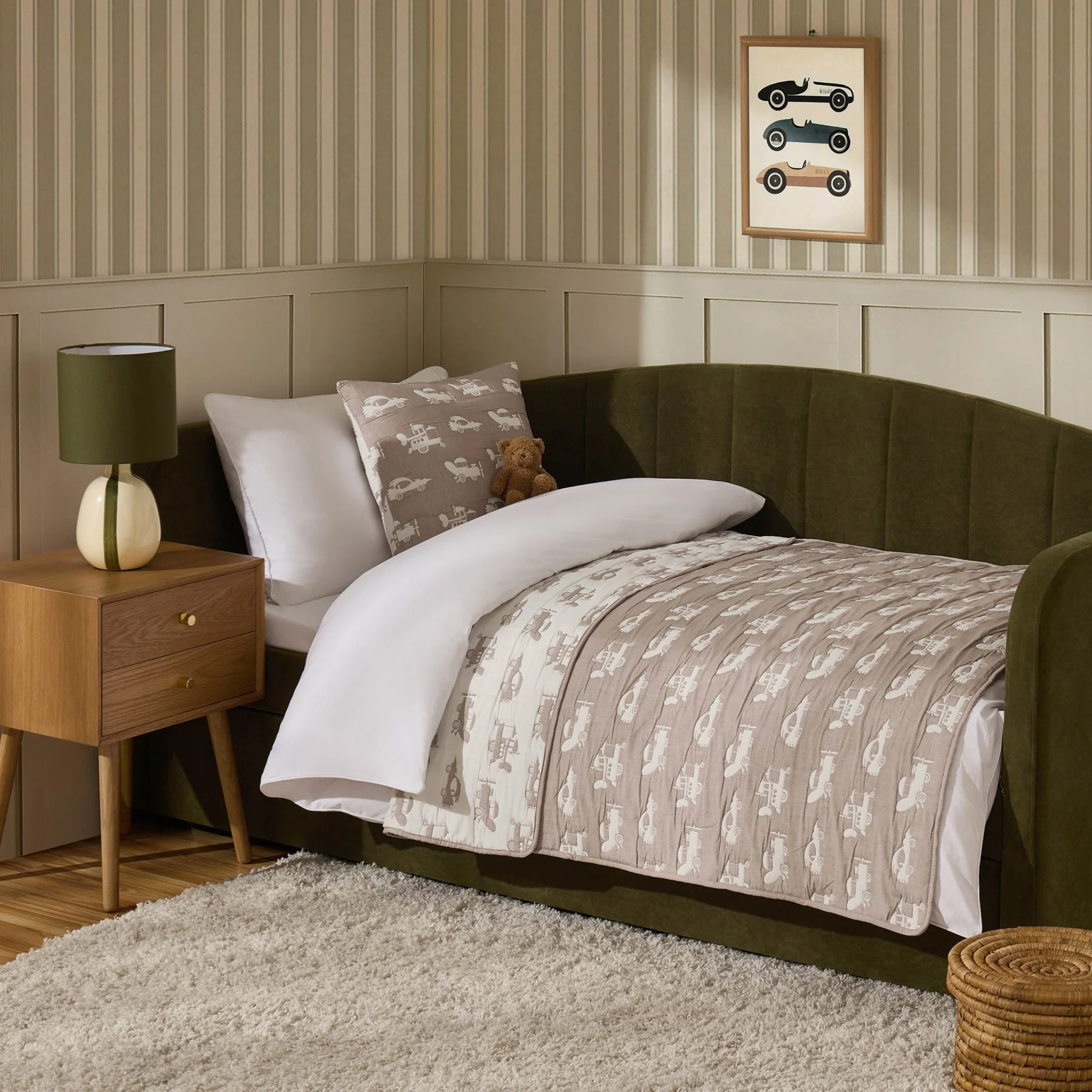 Morgan Transport Matelasse Cushion Cover and Bedspread Set - Taupe - Image 2