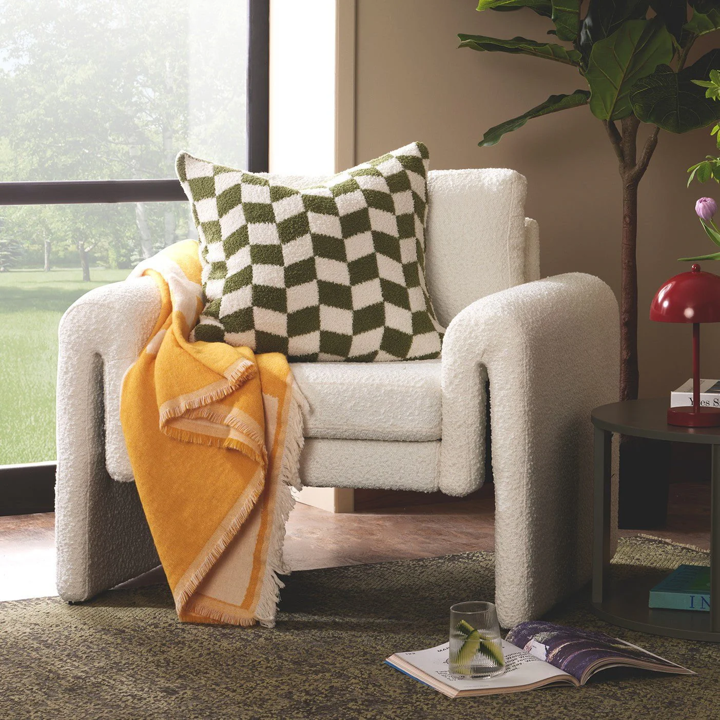 Motif Abstract Sofa Throw - Yellow