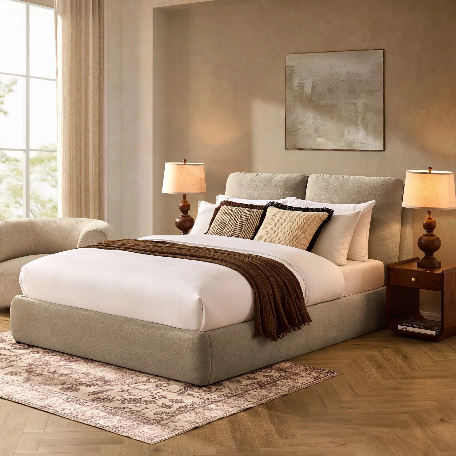 Murcia Ottoman Storage Bed - Chenille Oatmeal - Image 4