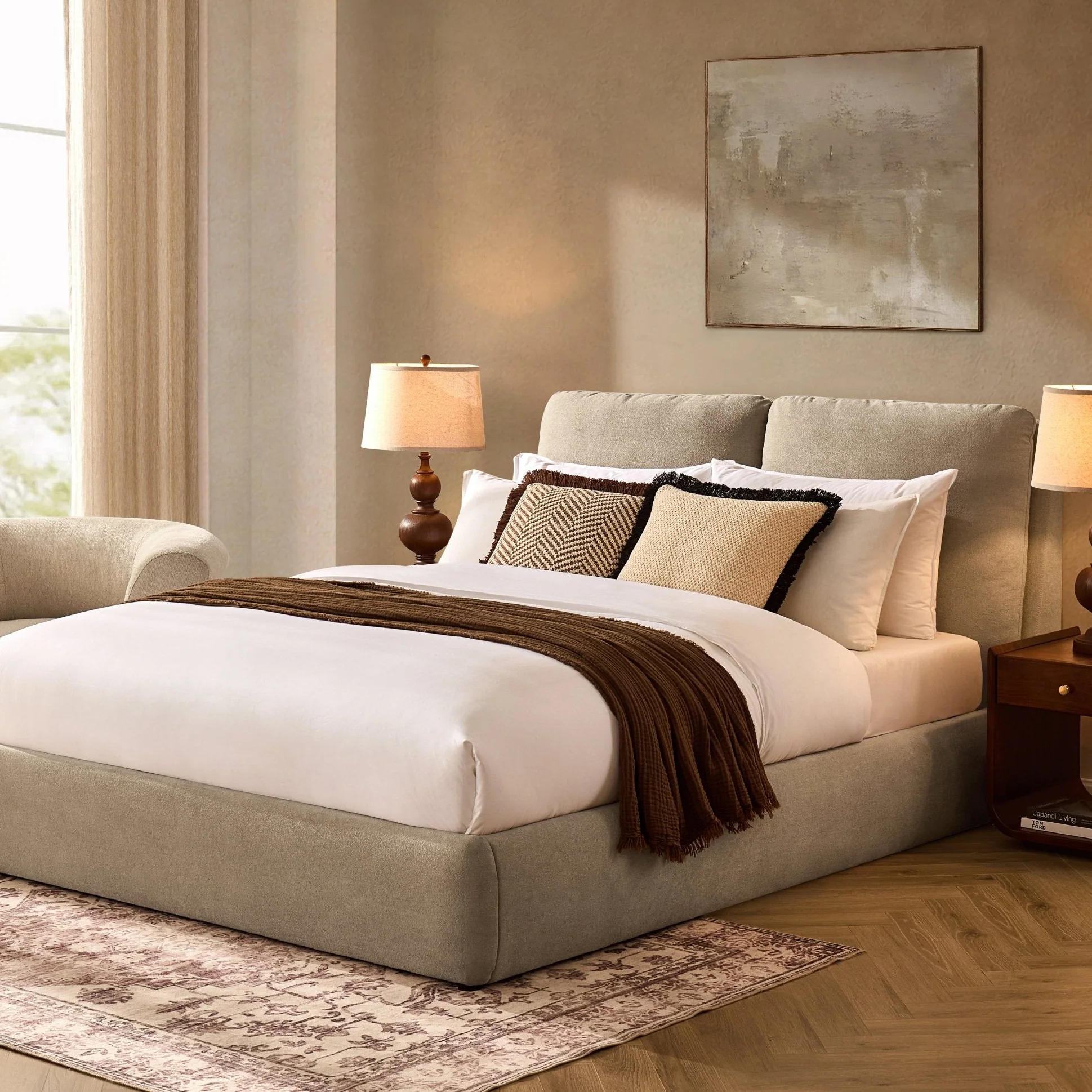 Murcia Ottoman Storage Bed - Chenille Oatmeal - Image 5
