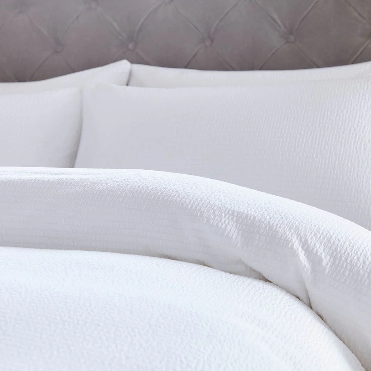 Mykonos 200 Thread Count Seersucker Duvet Cover - Cotton - White - Image 4