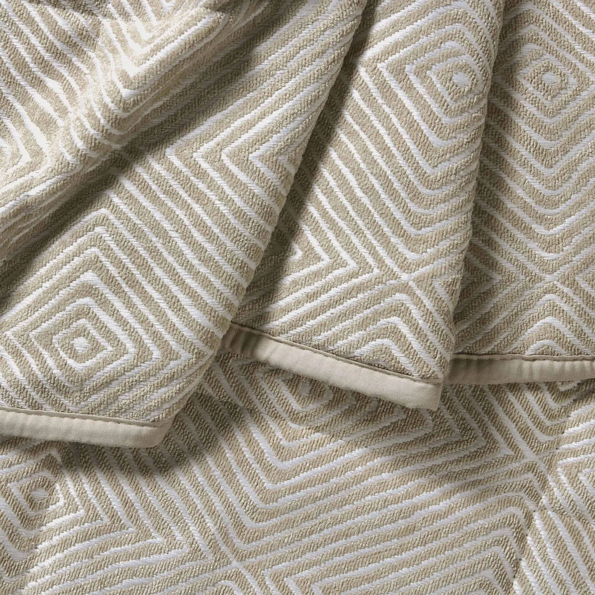 Nairobi Geo Chenille Stitch Quilt Bedspread - Taupe/White - Image 2