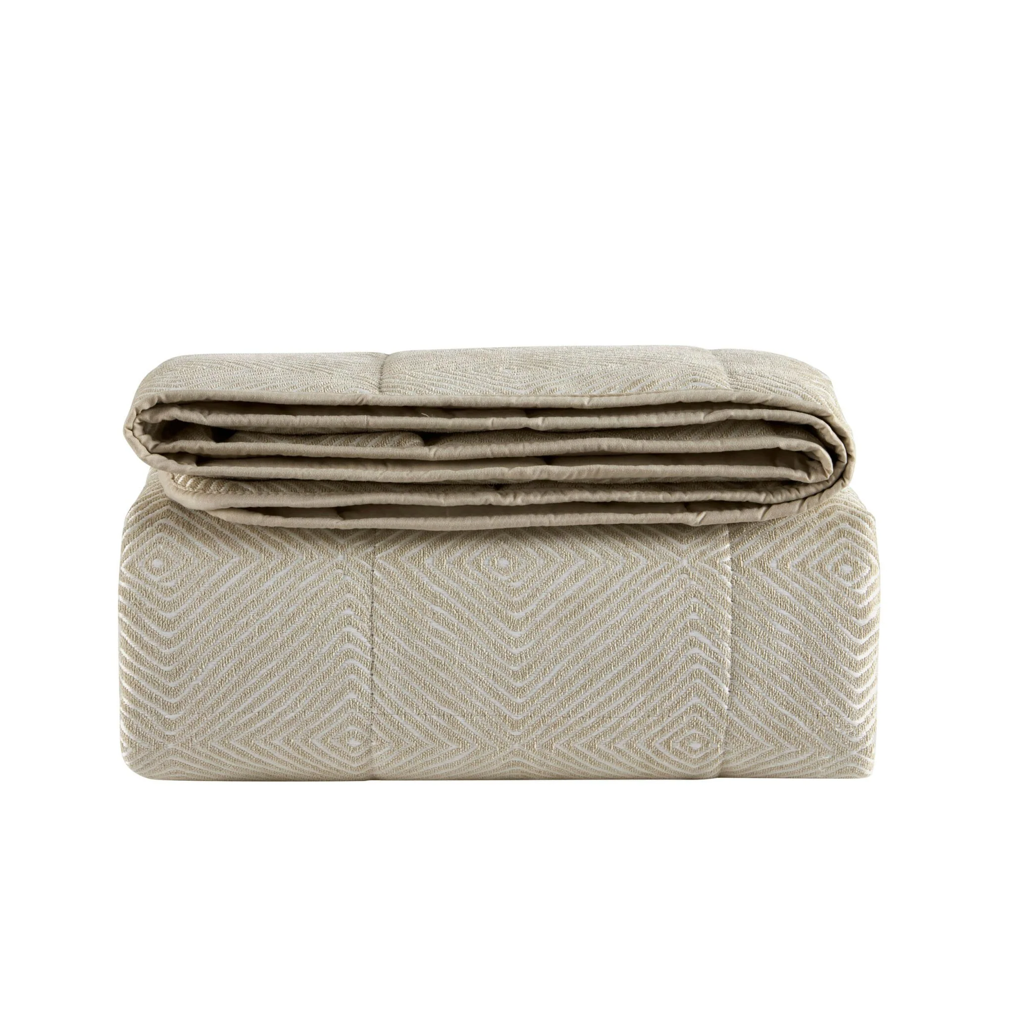 Nairobi Geo Chenille Stitch Quilt Bedspread - Taupe/White - Image 4