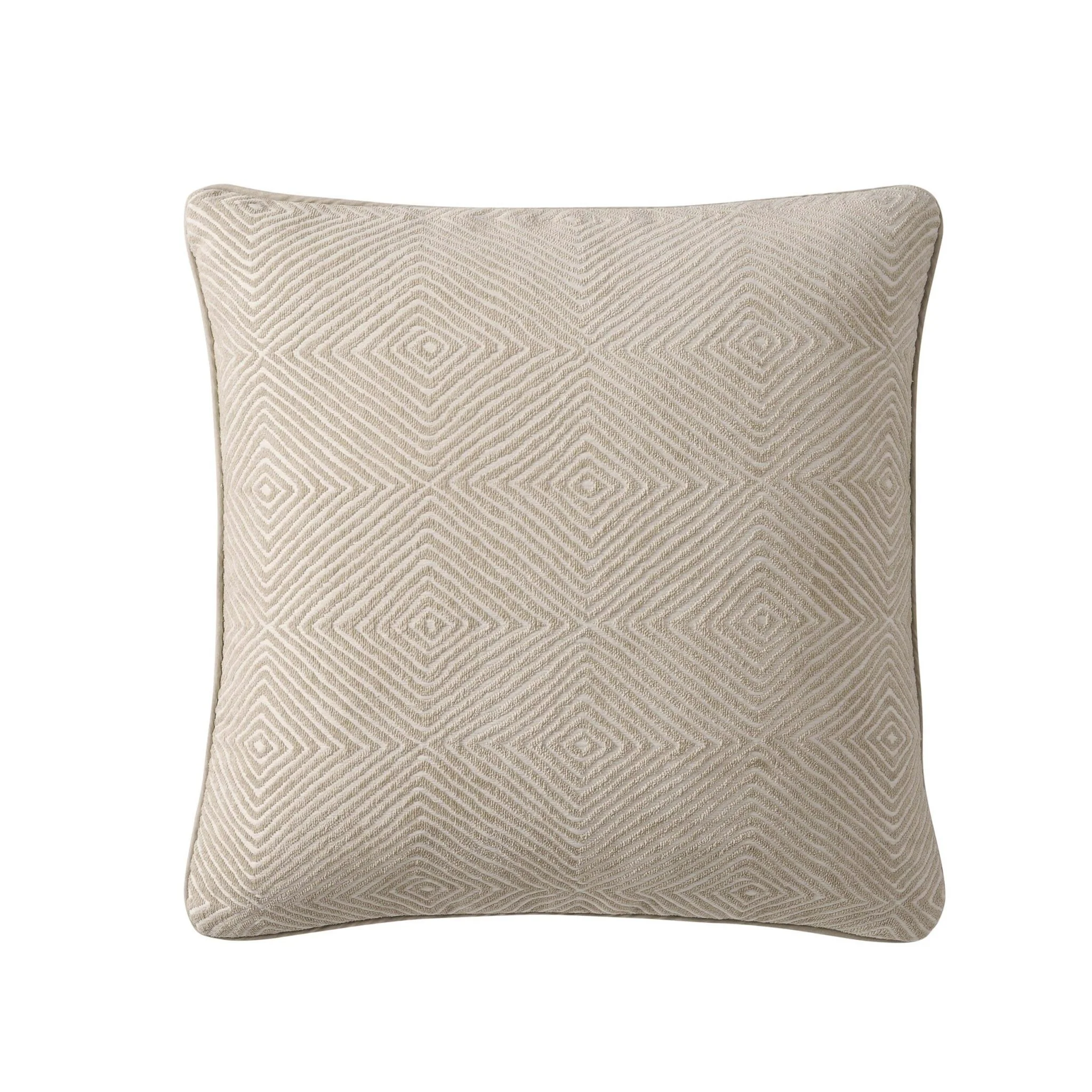 Nairobi Geo Chenille Stitch Quilt Cushion Cover - Taupe/White - Image 4