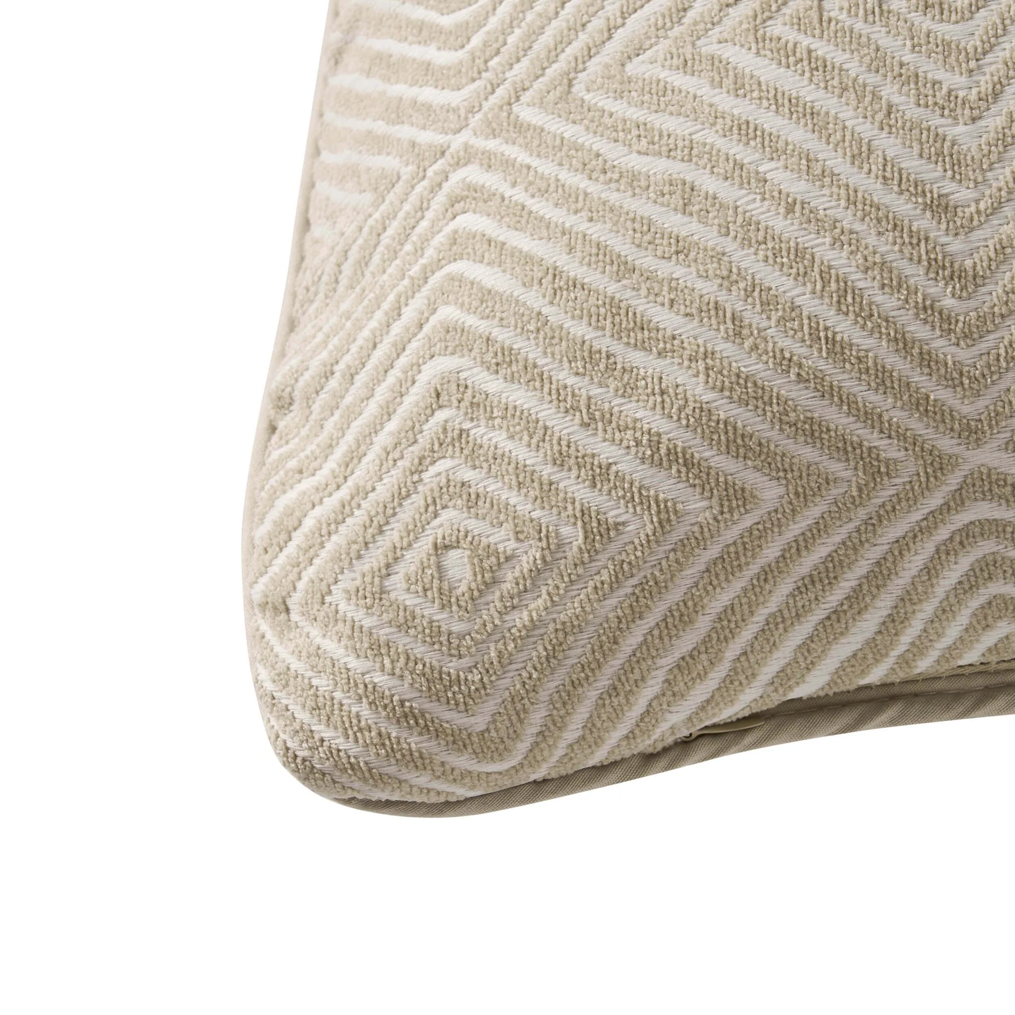 Nairobi Geo Chenille Stitch Quilt Cushion Cover - Taupe/White - Image 6