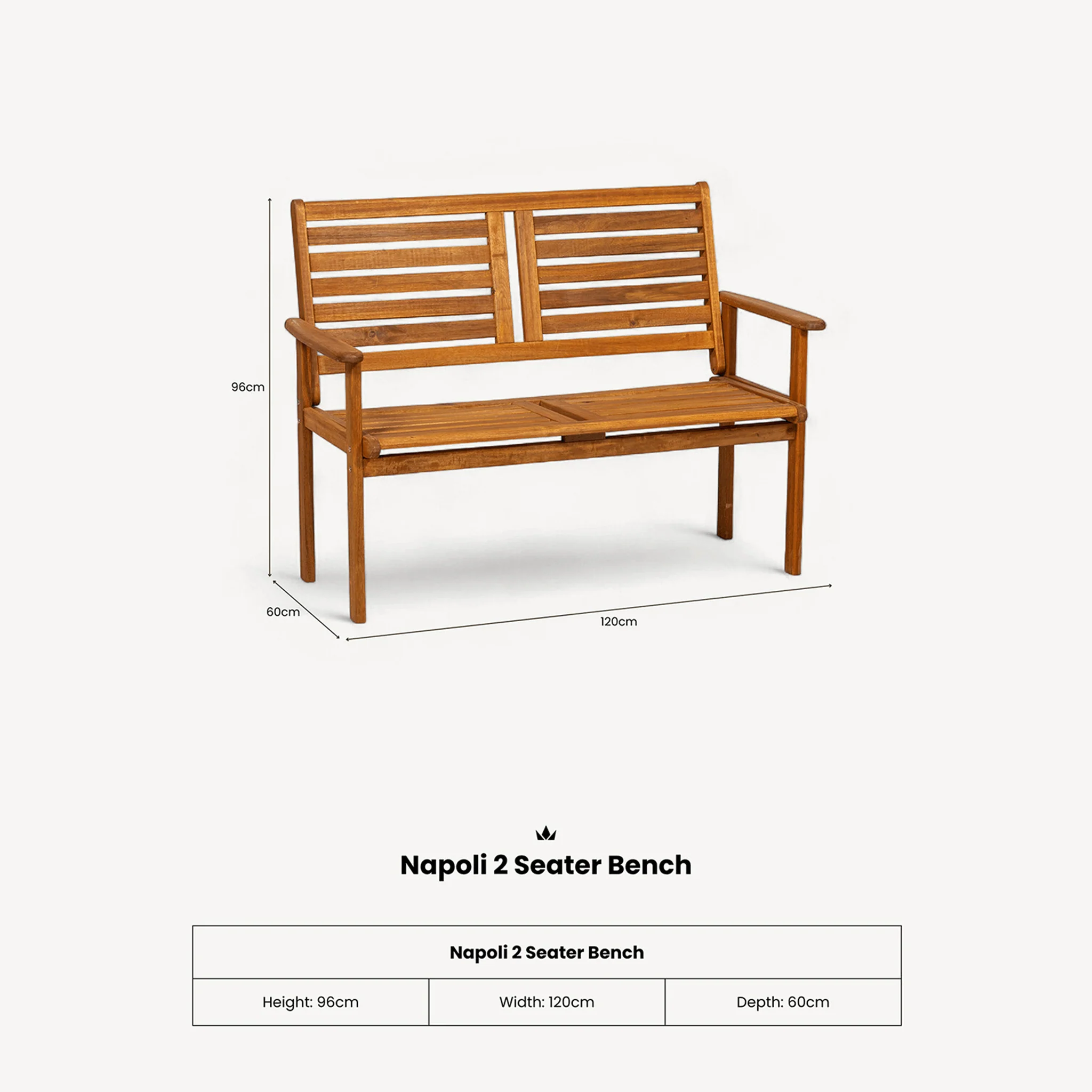 Napoli Outdoor 2 Seater Bench - Natural - Image 6