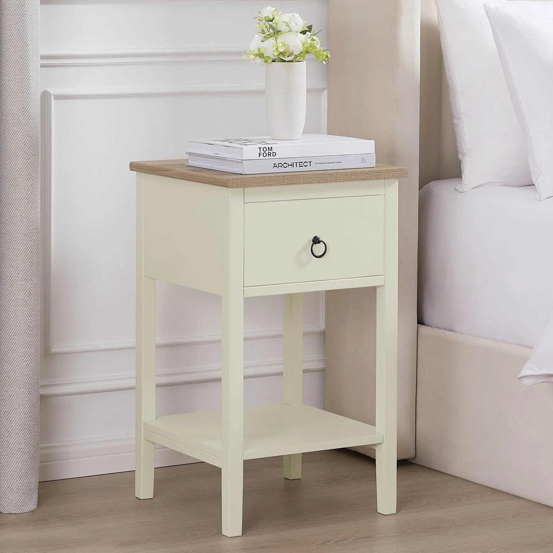Nell 1 Drawer Nightstand - Cream - Image 2
