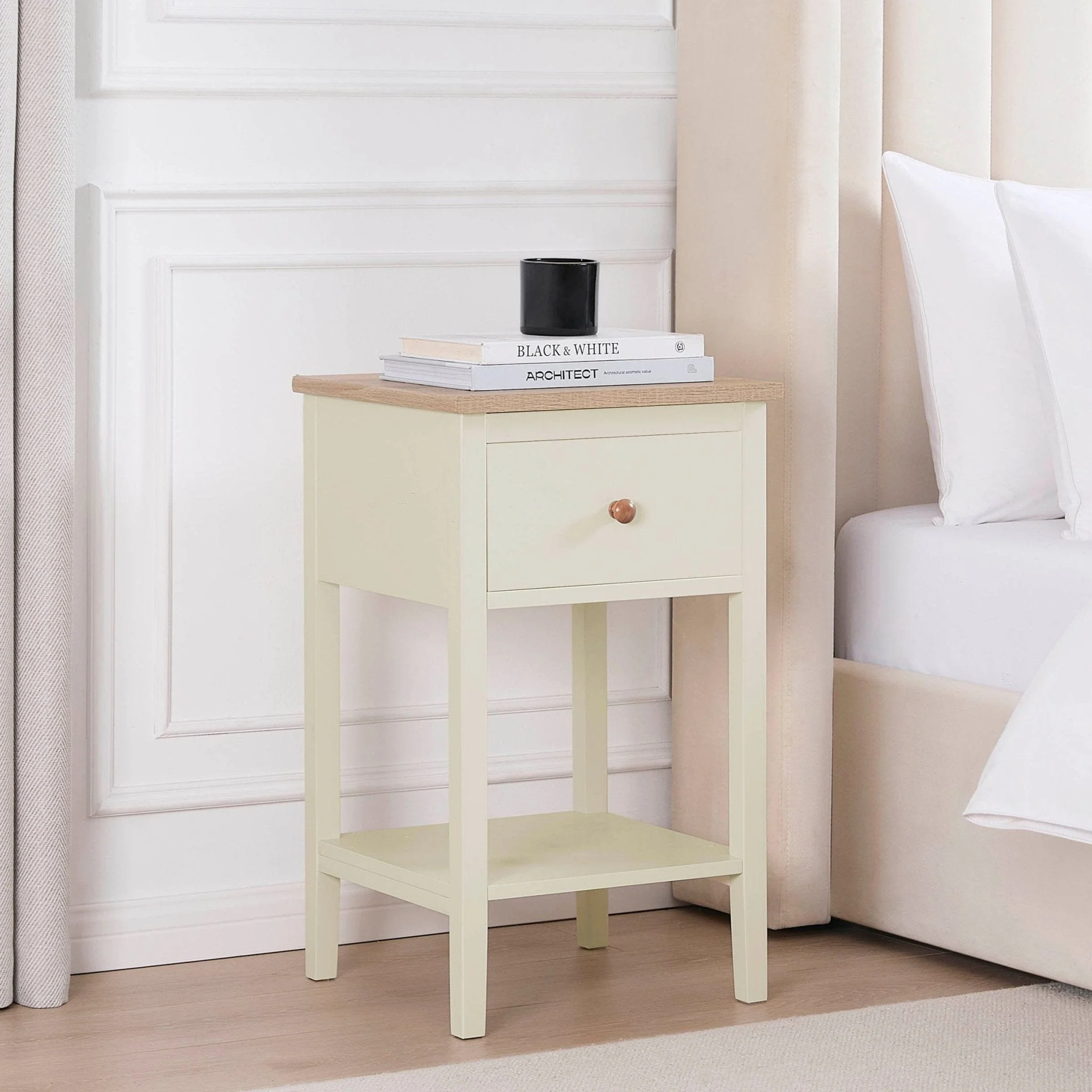 Nell 1 Drawer Nightstand - Cream - Image 3