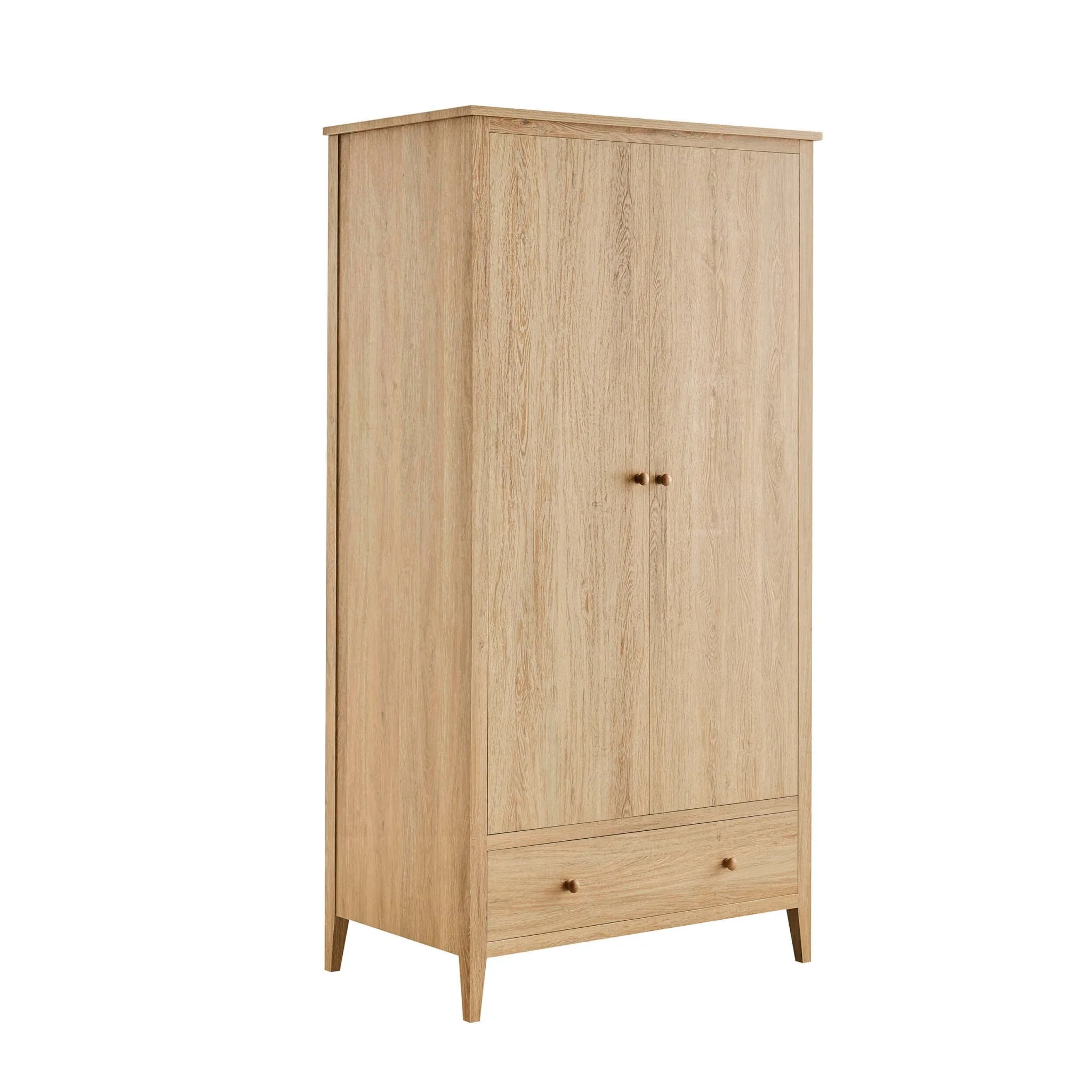 Nell 2 Door Wardrobe with Drawer - Light Wood - Image 2