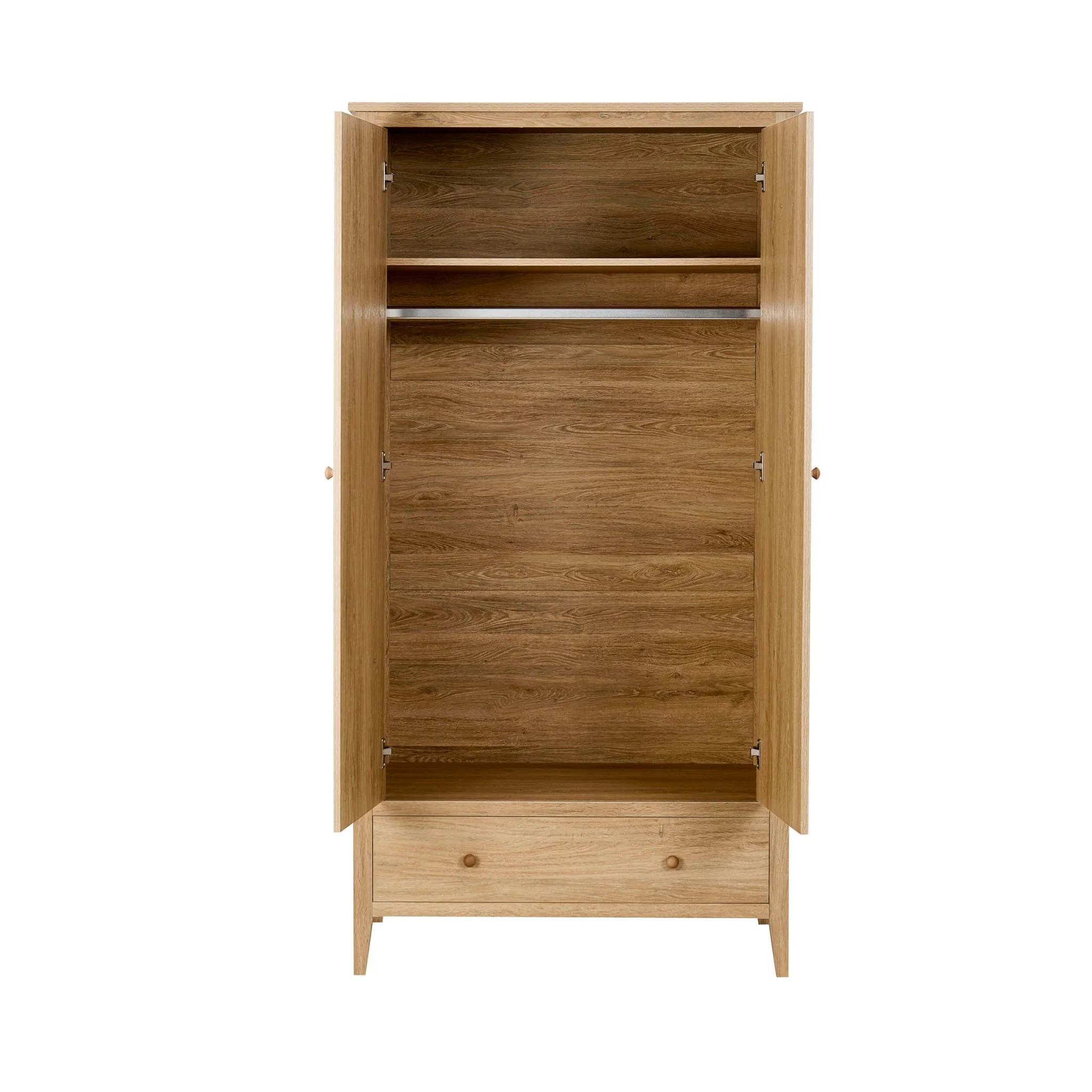 Nell 2 Door Wardrobe with Drawer - Light Wood - Image 3