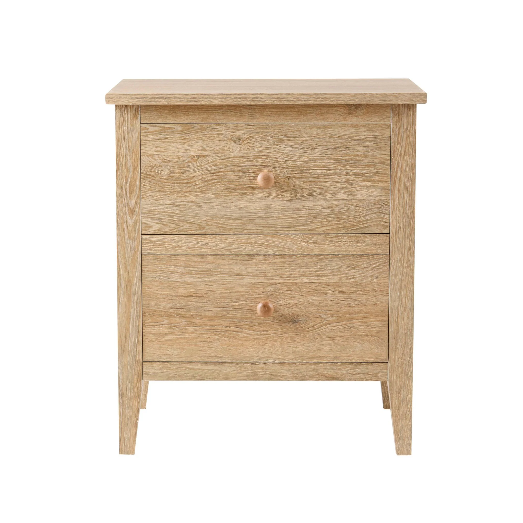 Nell 2 Drawer Bedside Table - Light Wood - Image 3