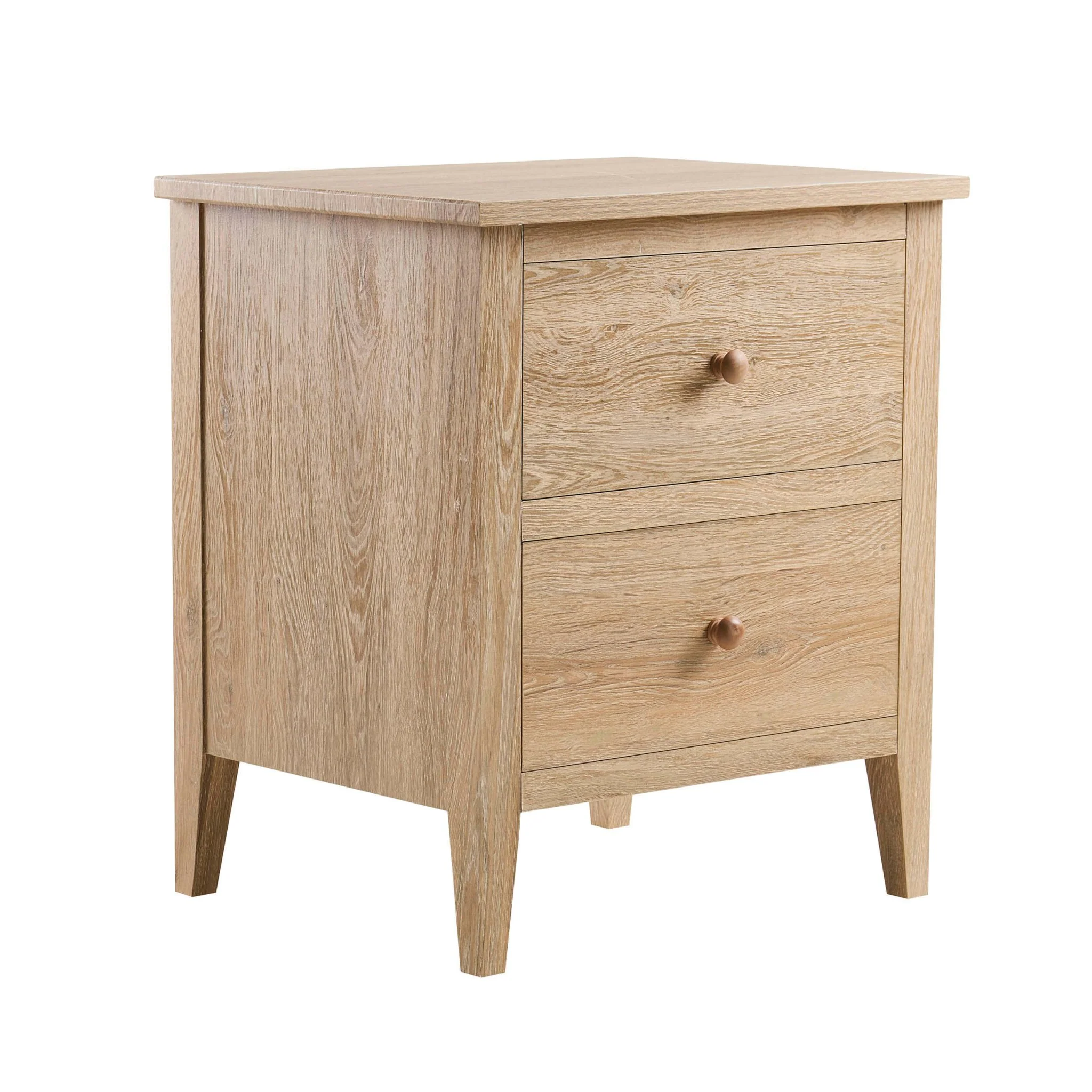 Nell 2 Drawer Bedside Table - Light Wood - Image 4