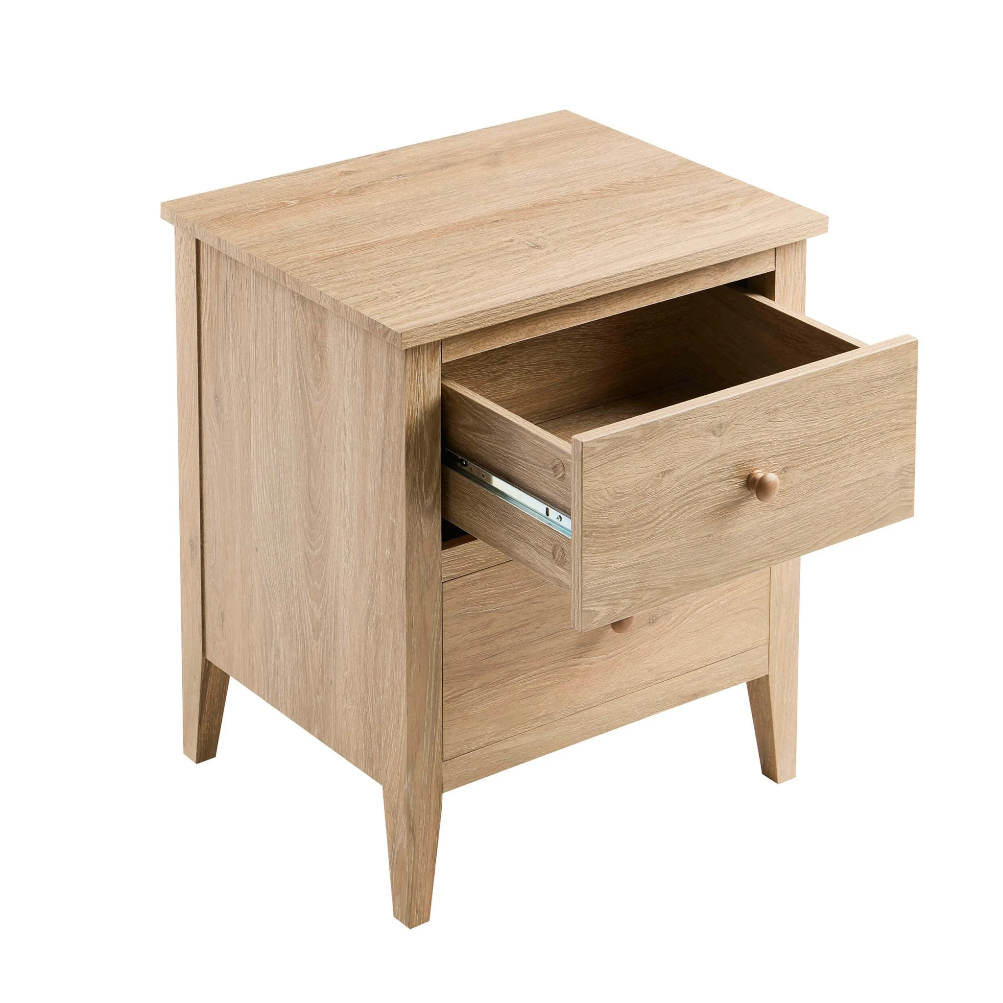 Nell 2 Drawer Bedside Table - Light Wood - Image 5