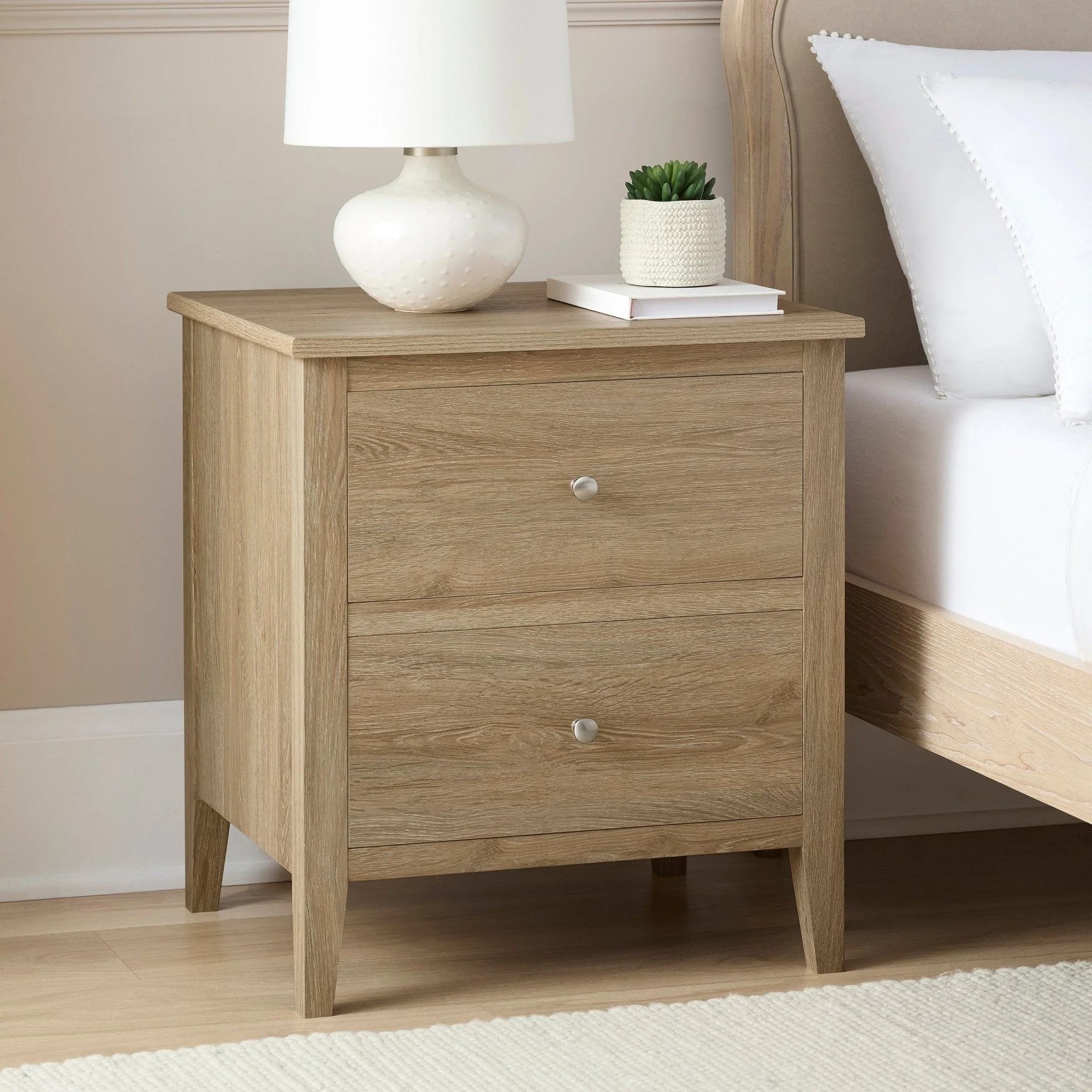 Nell 2 Drawer Bedside Table - Wood
