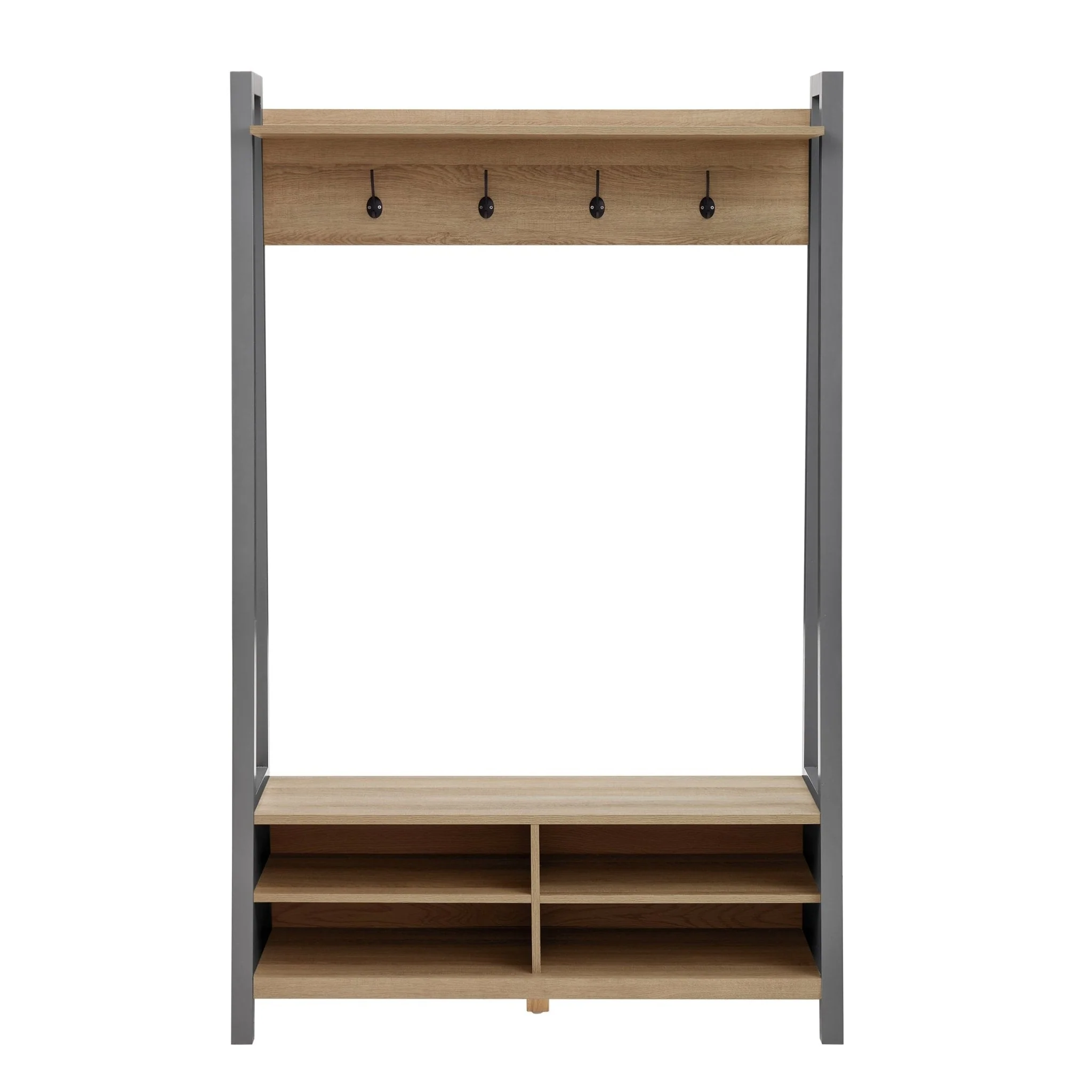 Nell Hallway Shelf with Hooks - Charcoal - Image 2