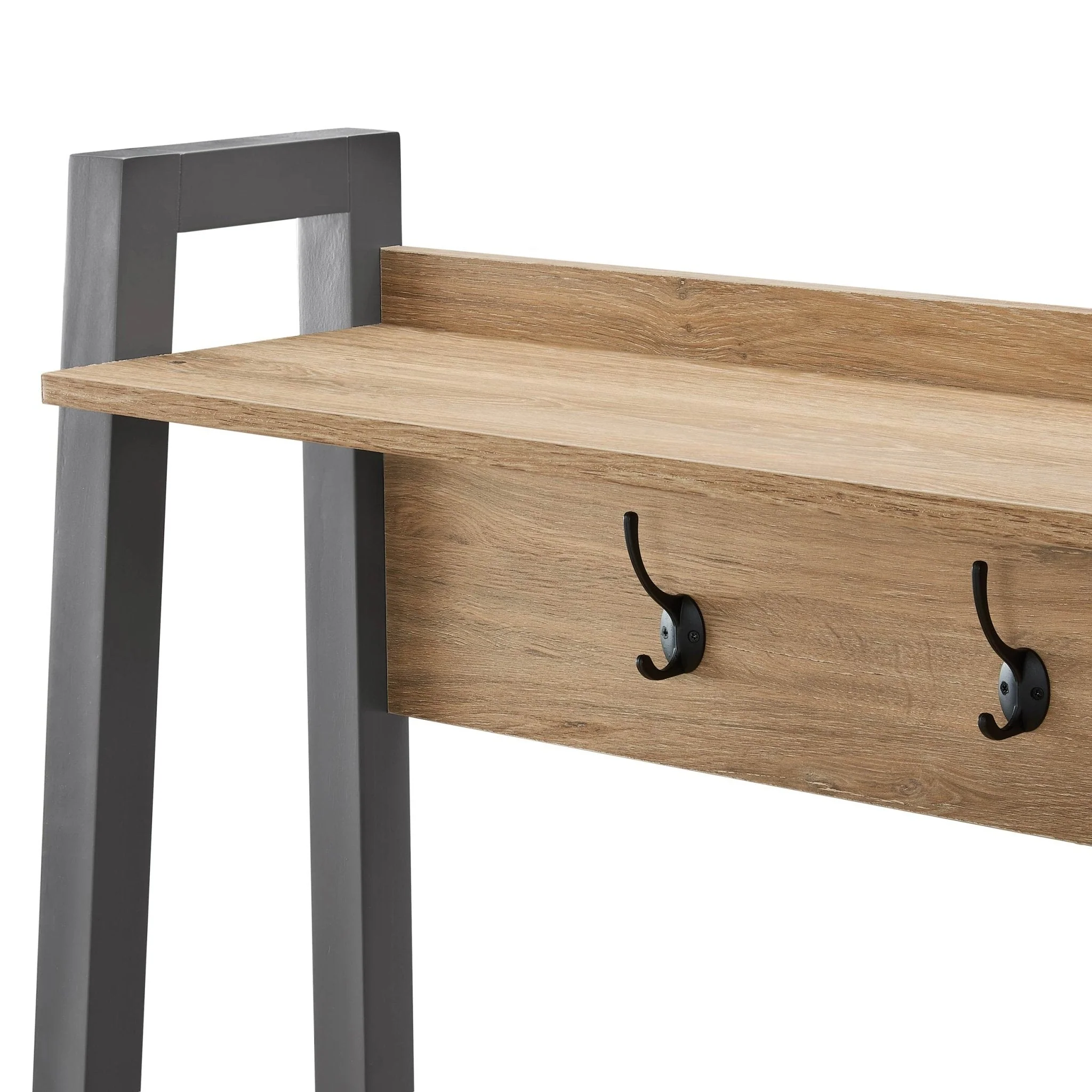 Nell Hallway Shelf with Hooks - Charcoal - Image 4