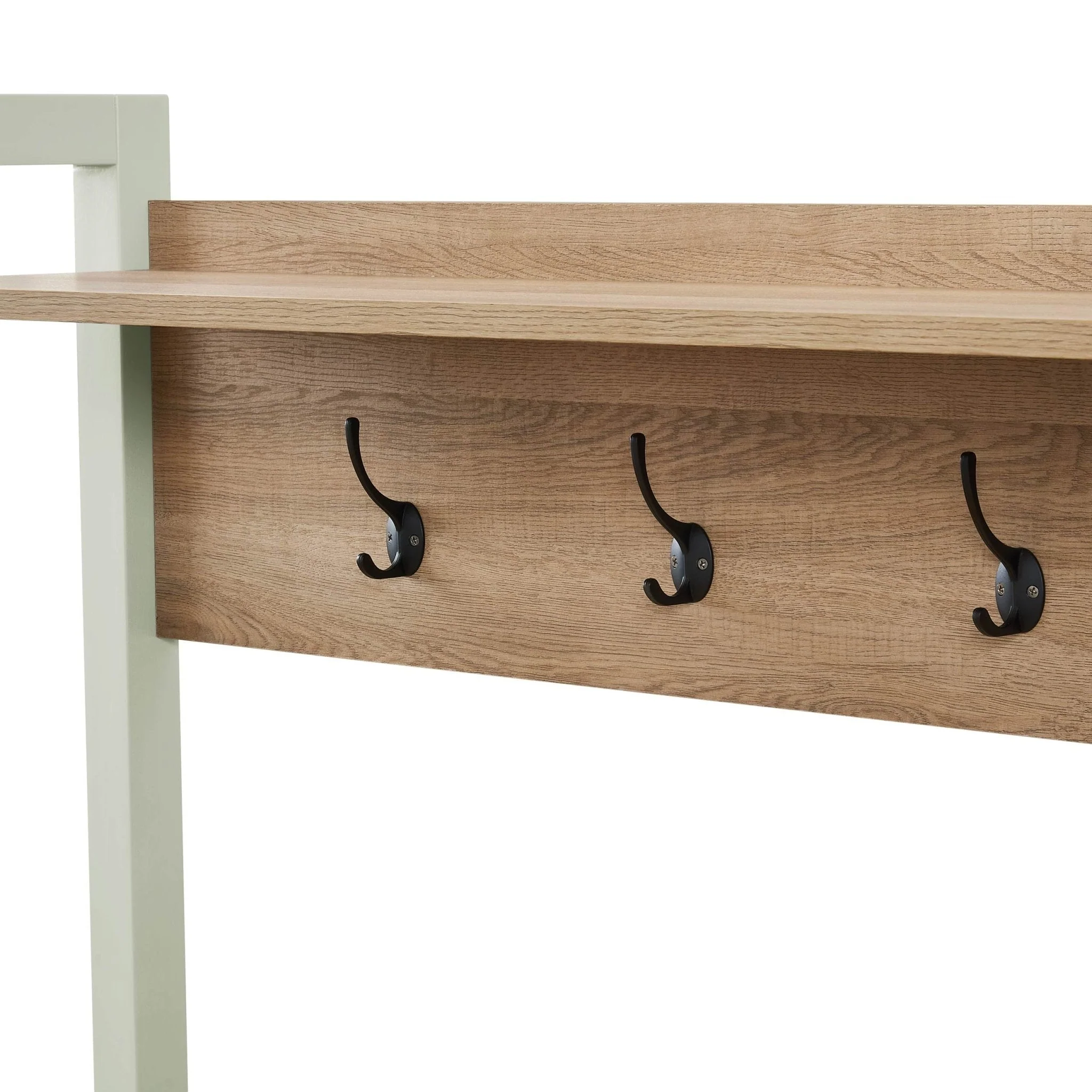 Nell Hallway Shelf with Hooks - Sage Green - Image 5