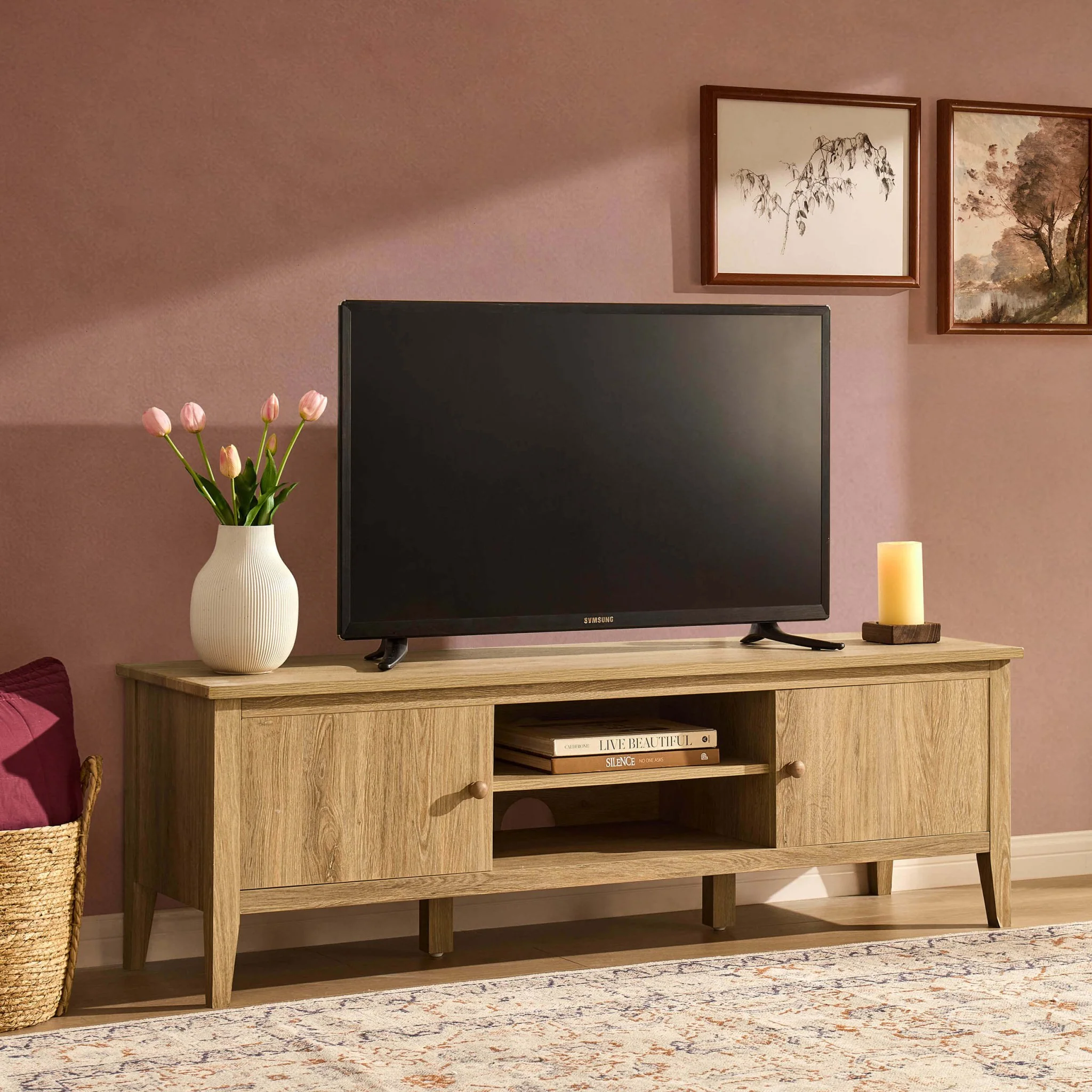 Nell Tv Unit for TVs up to 60" - Light Wood