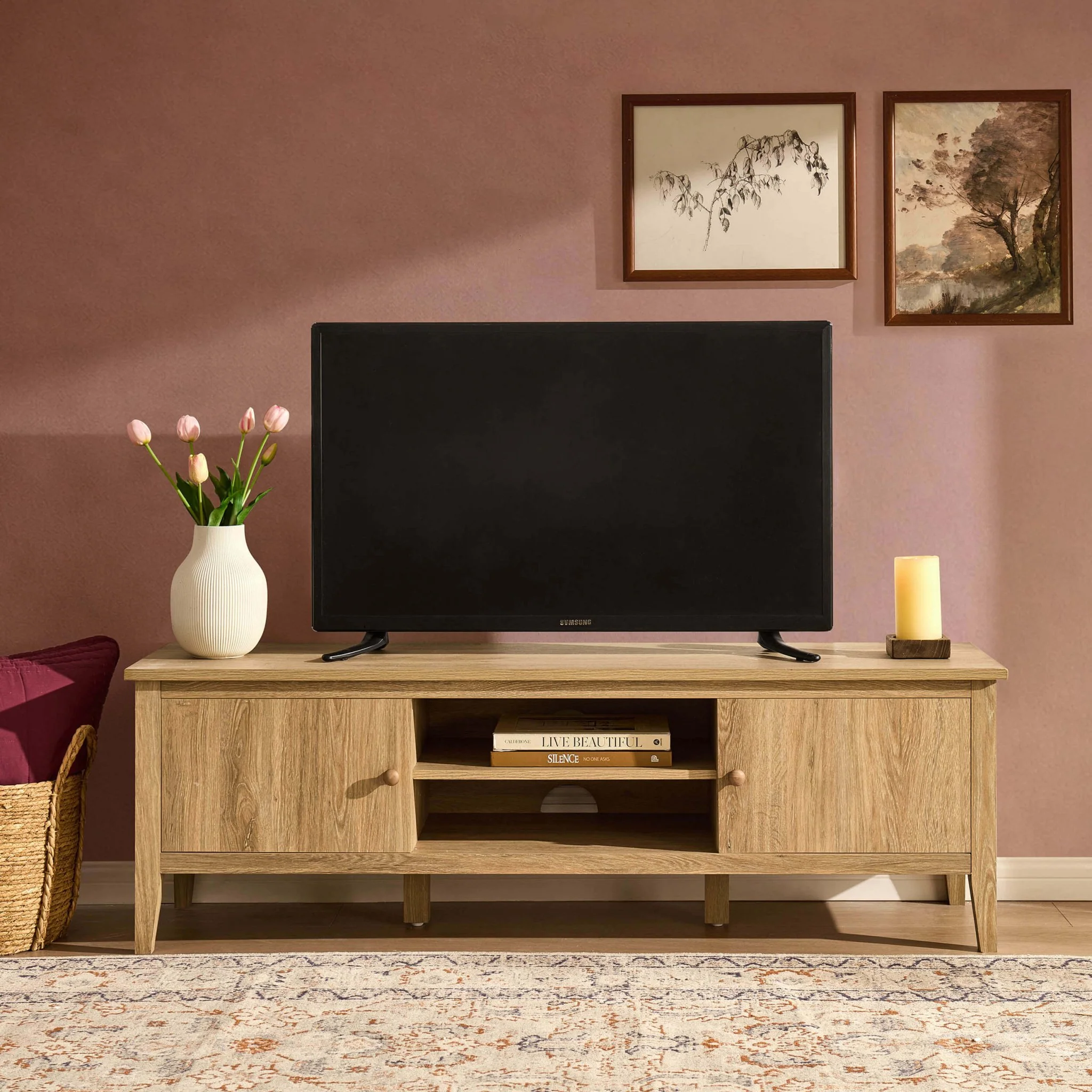 Nell Tv Unit for TVs up to 60" - Light Wood - Image 2