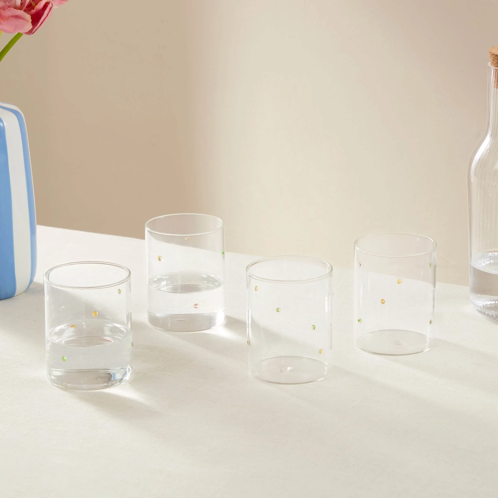 Nelly Polka Dot Glass Highballs - Set of 4 - Clear