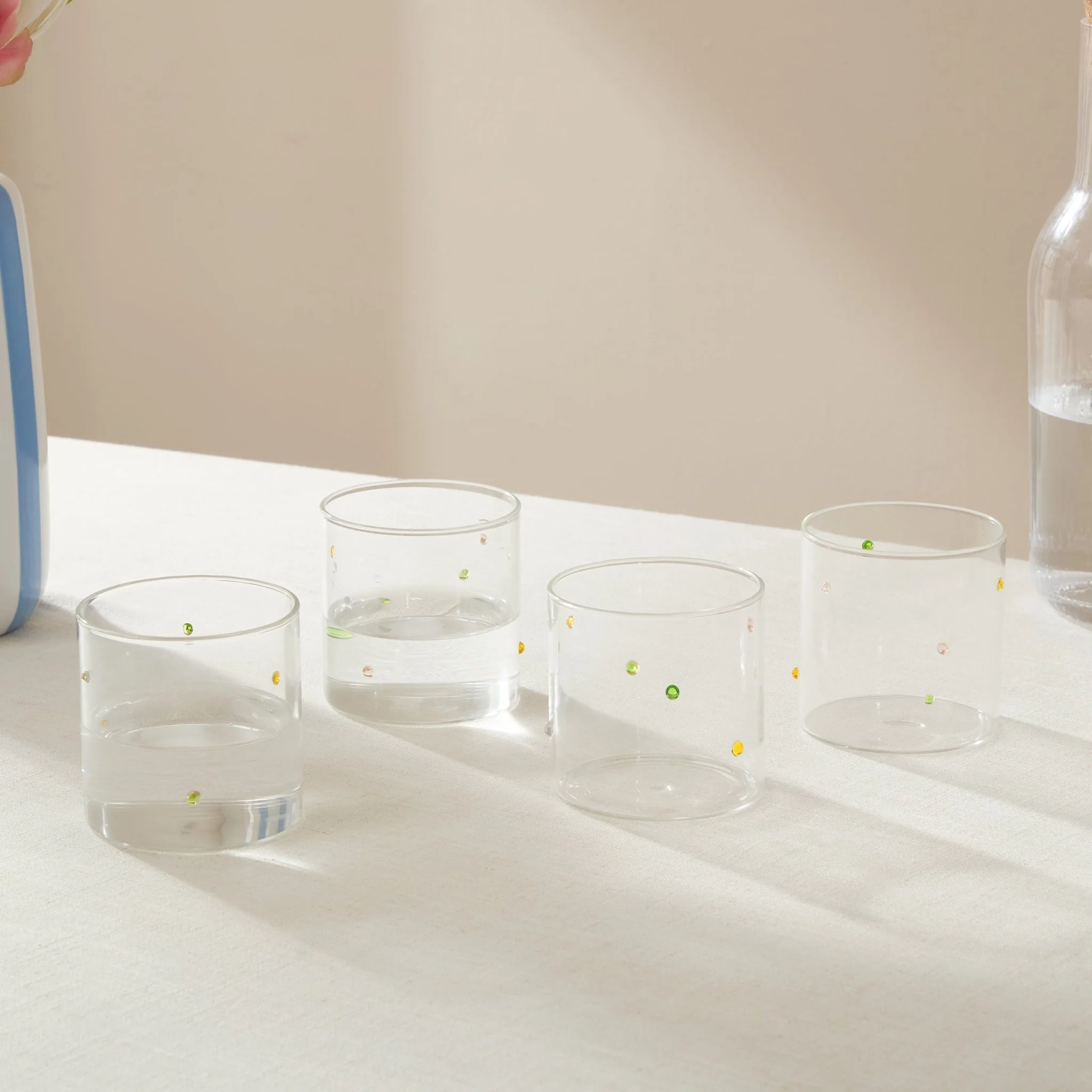 Nelly Polka Dot Glass Tumblers - Set of 4 - Clear