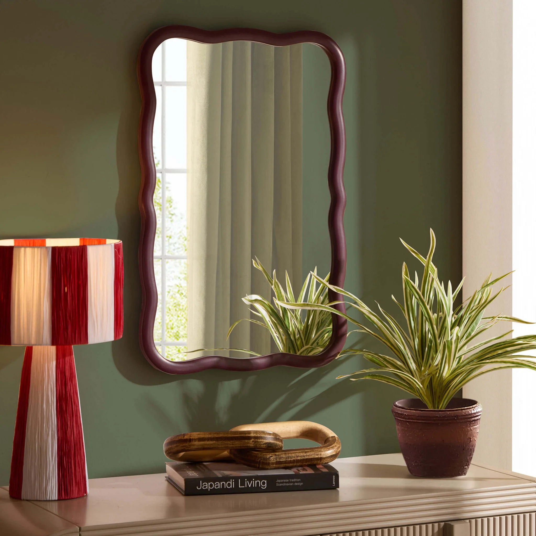 Niamh Wavy Wall Mirror - Tawny Port