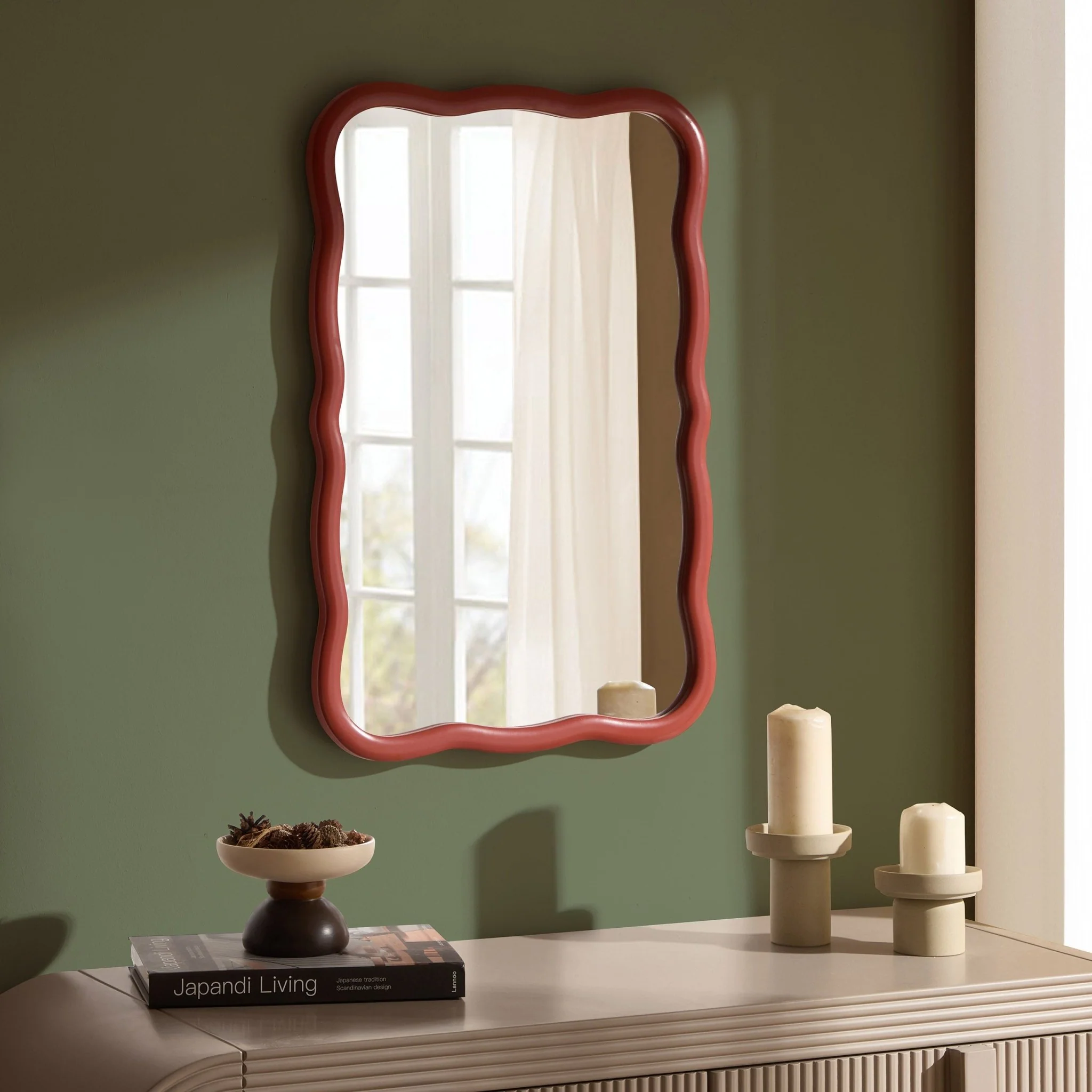 Niamh Wavy Wall Mirror - Terracotta
