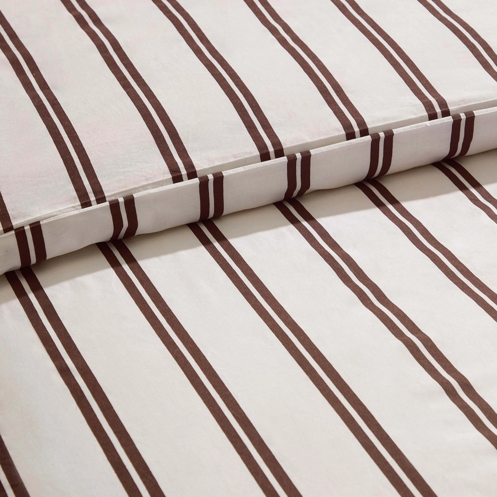 Noa 100% Cotton Stripe Duvet Cover & Pillowcase Set - Chocolate - Image 5