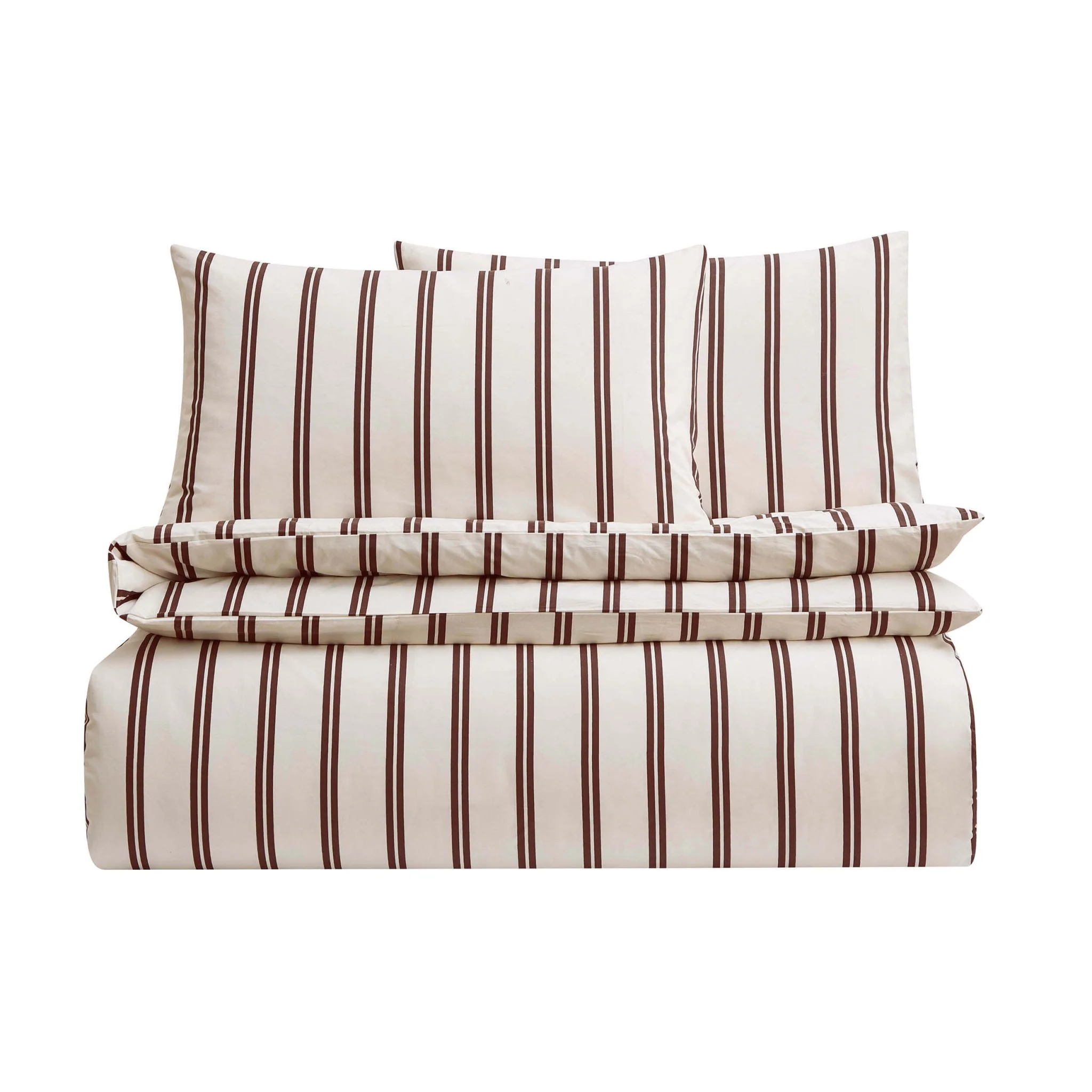 Noa 100% Cotton Stripe Duvet Cover & Pillowcase Set - Chocolate - Image 8