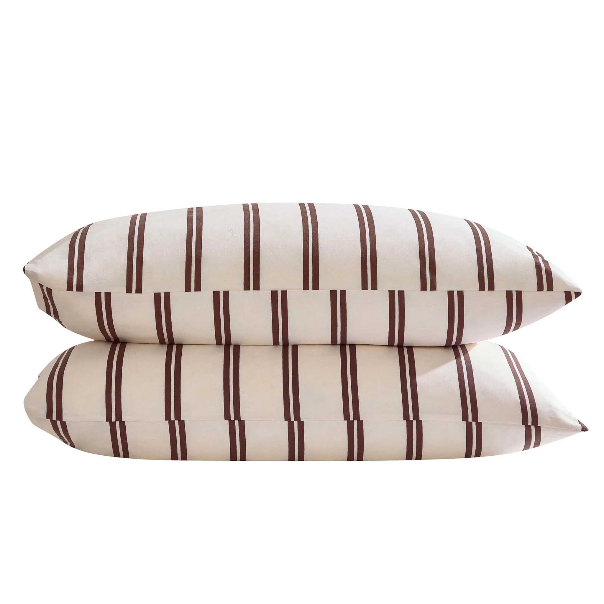 Noa 100% Cotton Stripe Duvet Cover & Pillowcase Set - Chocolate - Image 9