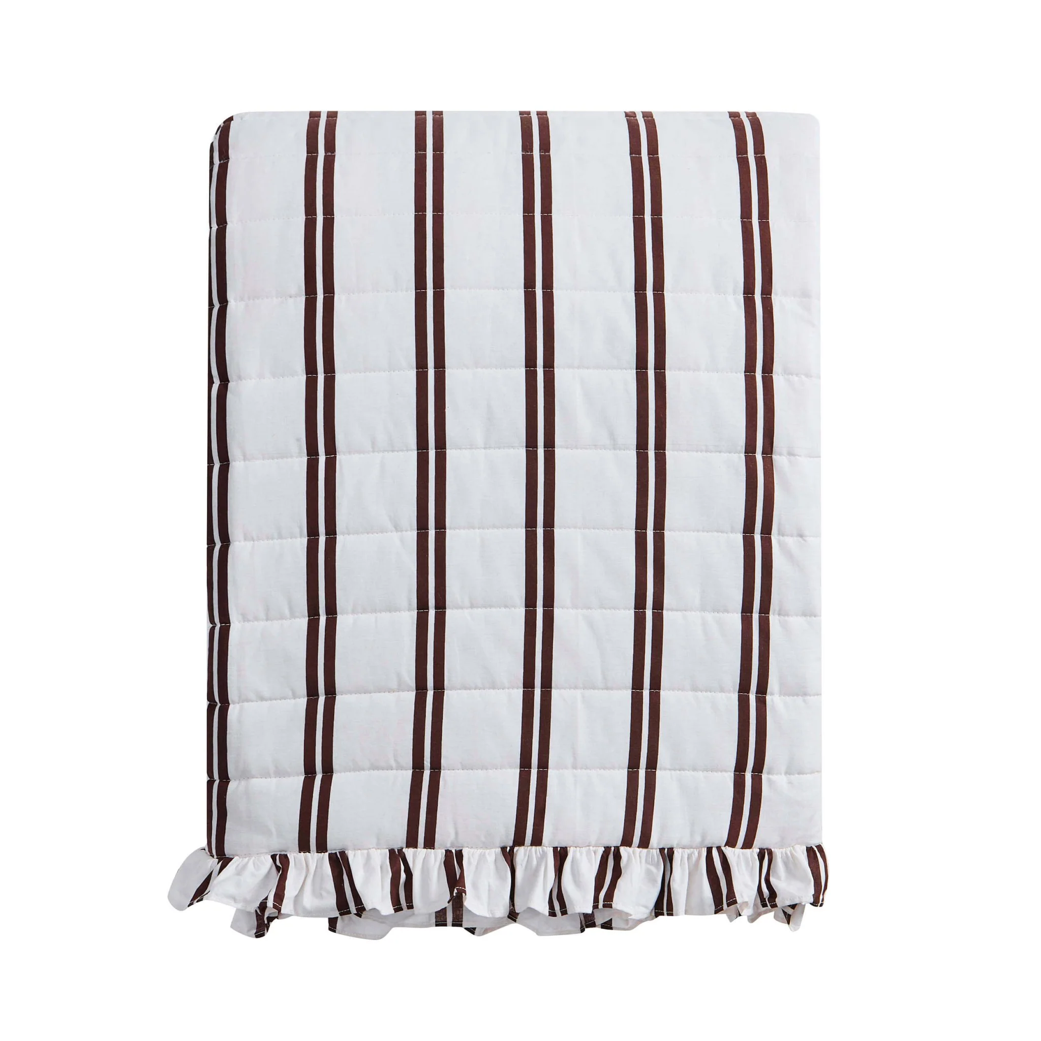 Noa Ruffle Edge Stripe Bedspread - Chocolate - Image 5