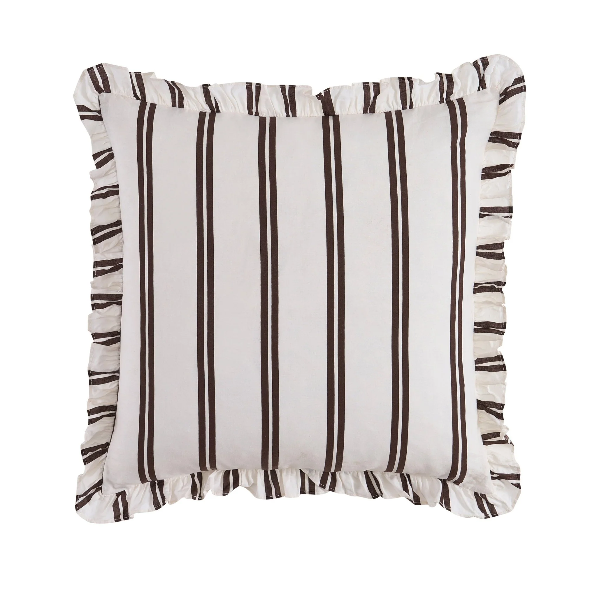 Noa Ruffle Edge Stripe Sofa Cushion Cover - Chocolate - Image 5