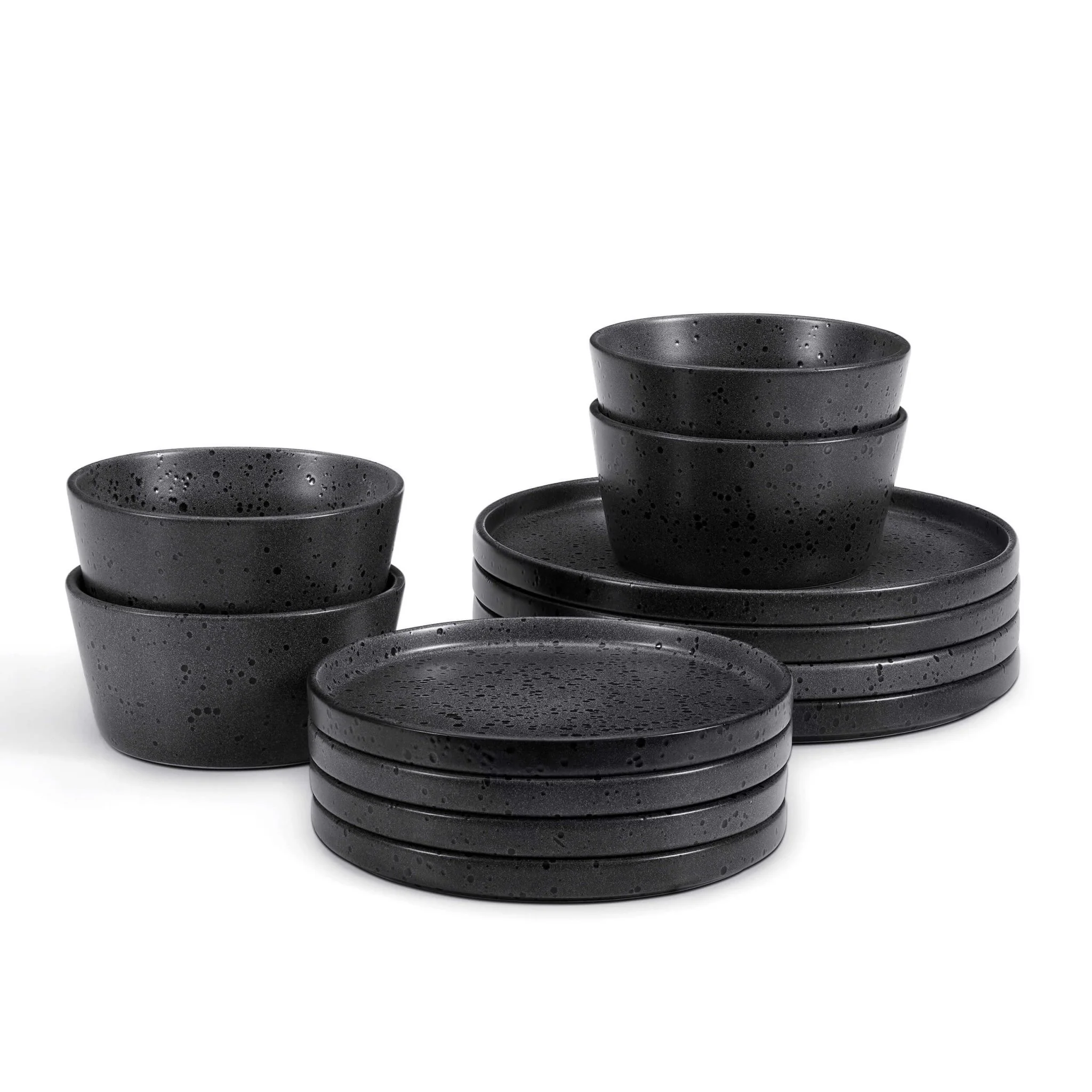 Nori 12 Piece Dinner Set - Speckled Black - Image 2