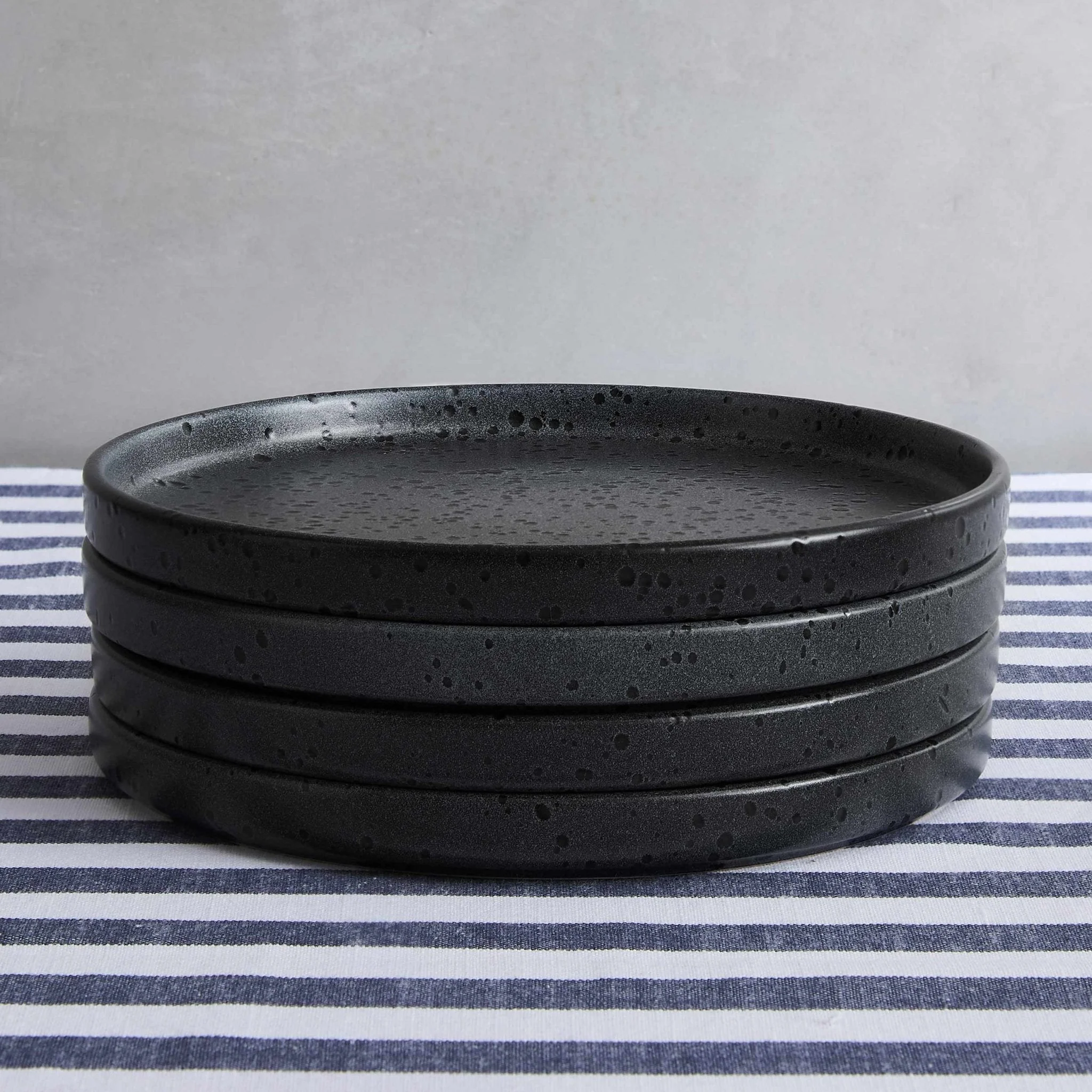 Nori Stoneware Set of 4 Side Plates - Speckled Black
