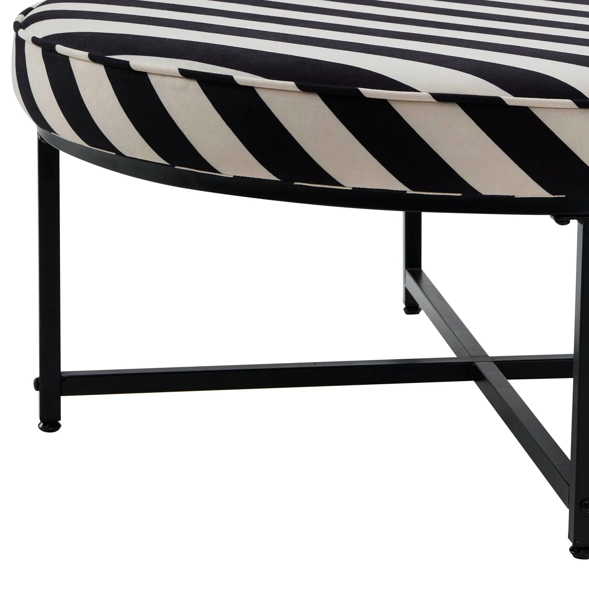 Northwich Black Metal Frame Pouffe - Mono Stripe - Image 6