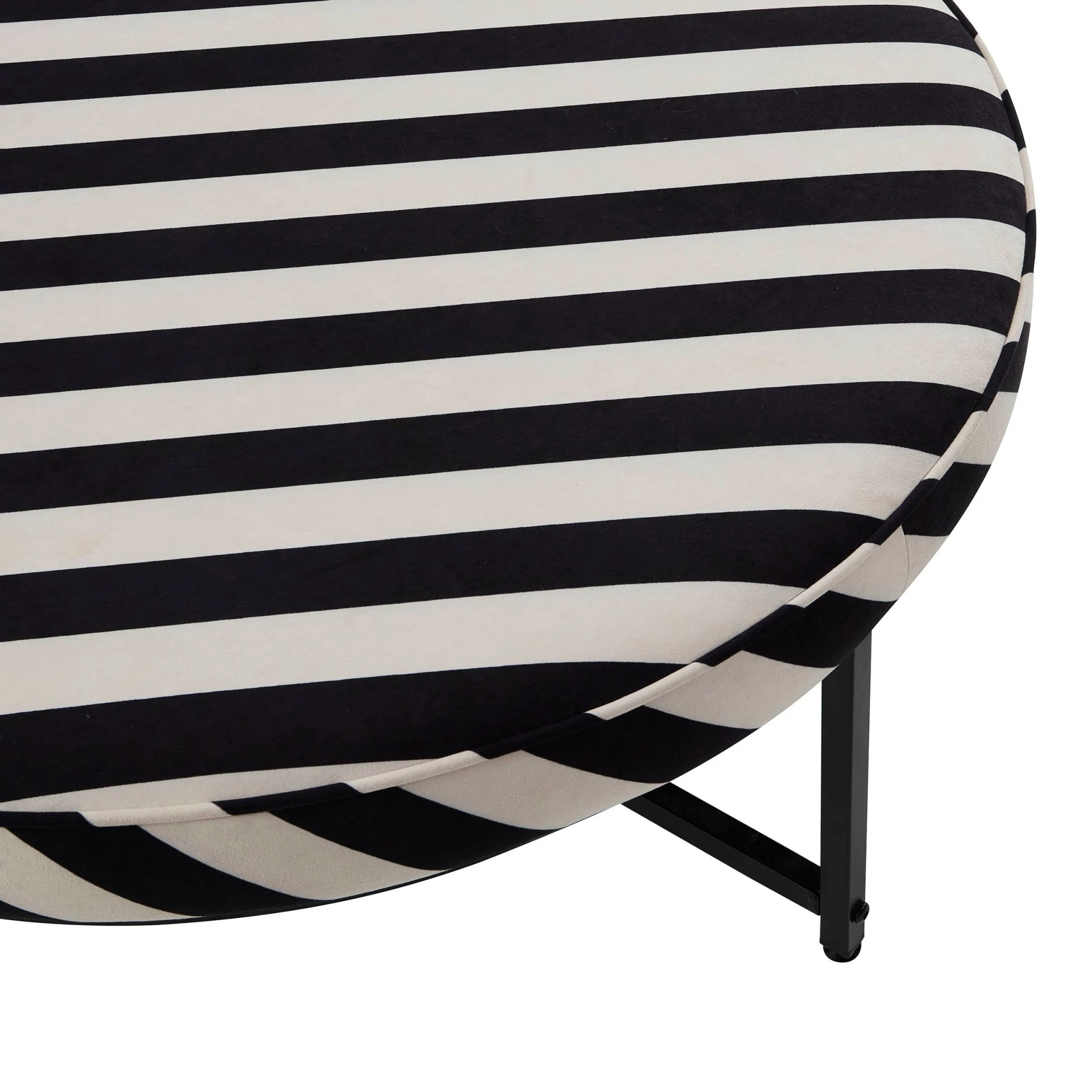Northwich Black Metal Frame Pouffe - Mono Stripe - Image 7