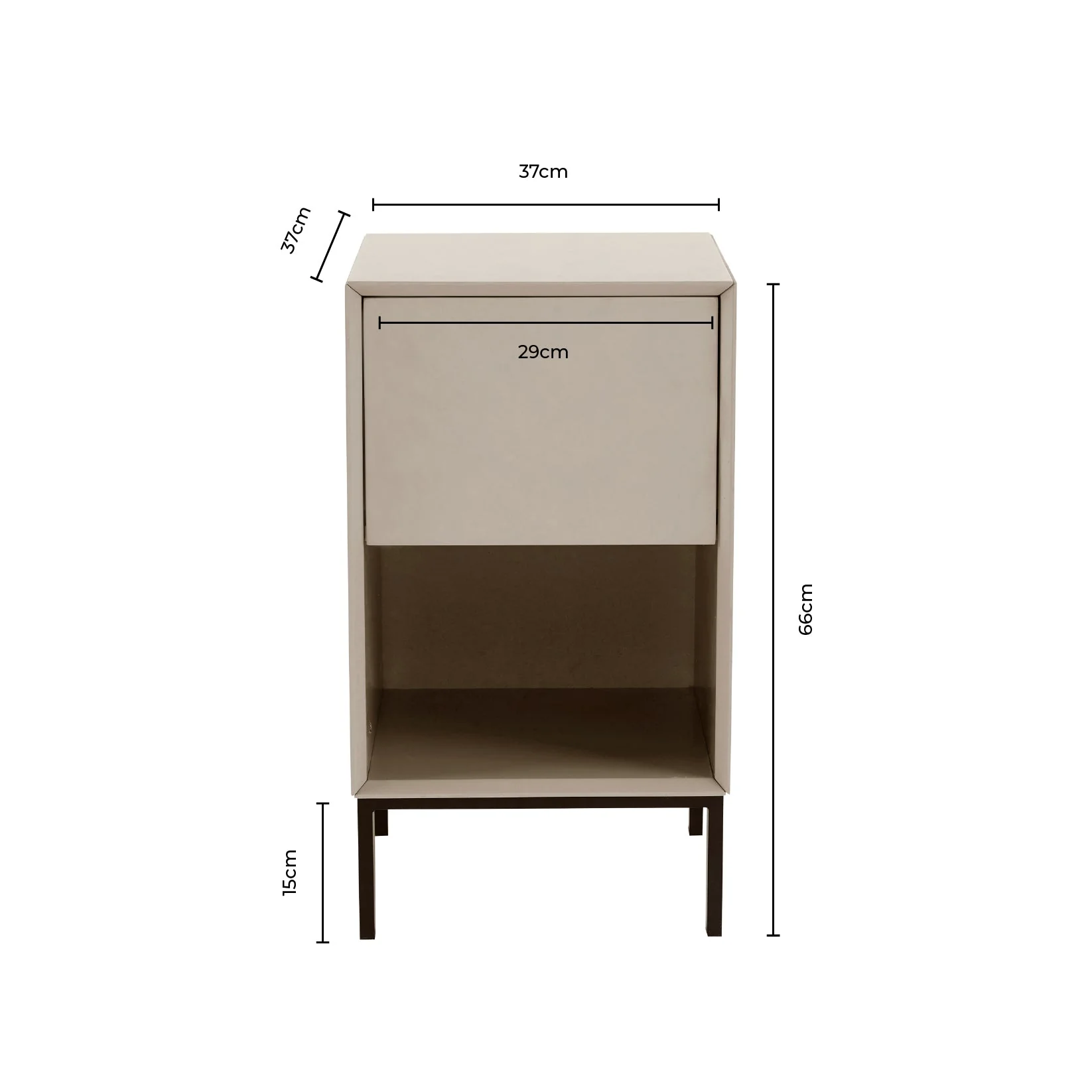 Nova 1 Drawer Bedside Table - Taupe - Image 9