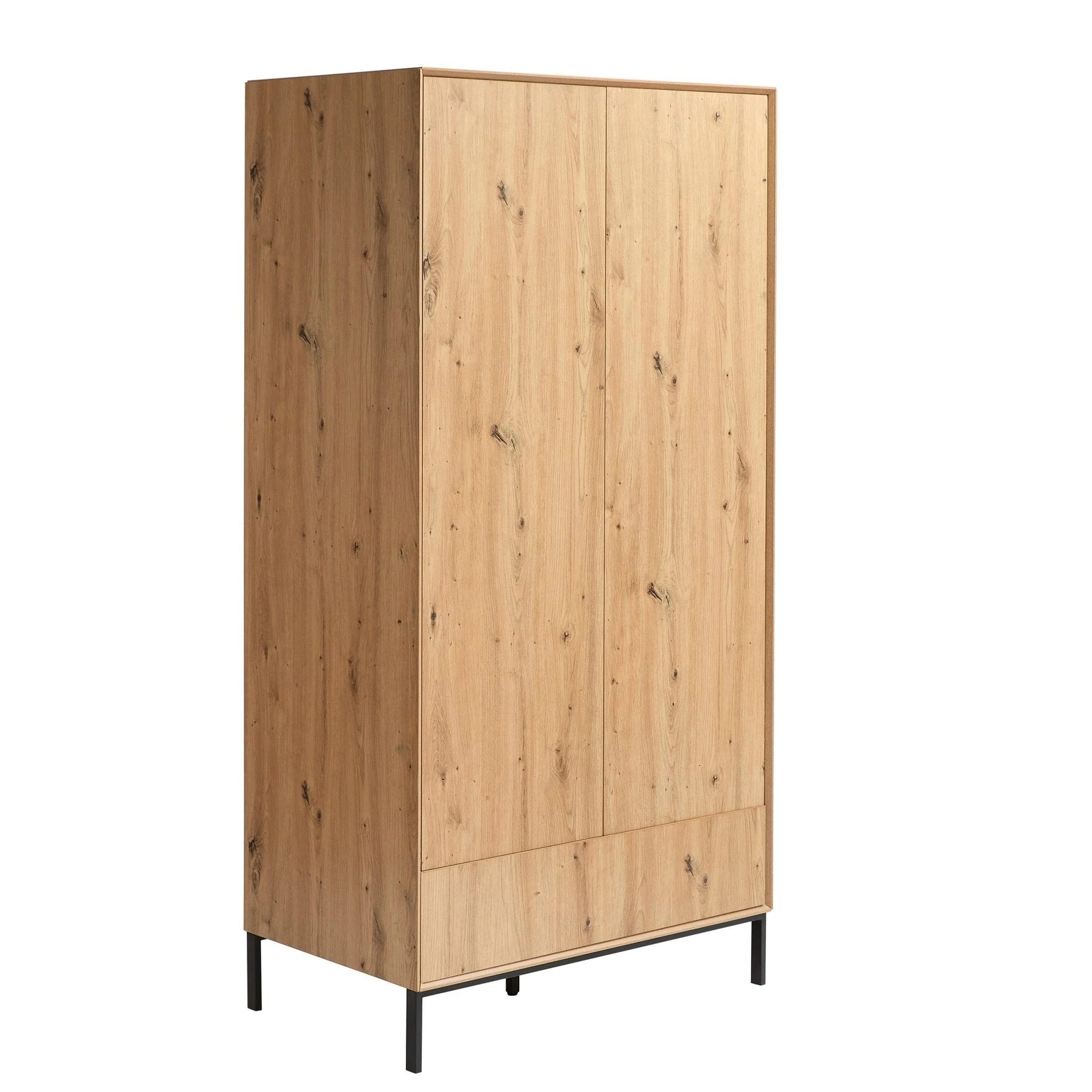 Nova 2 Door Wardrobe with Drawer - Light Wood - Image 2