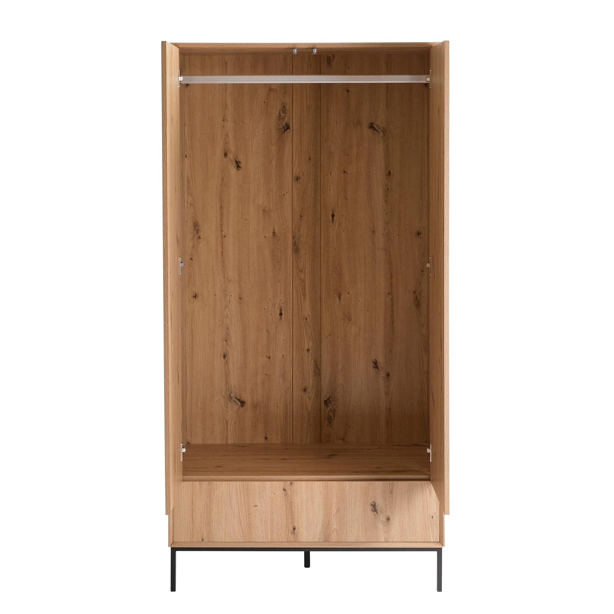 Nova 2 Door Wardrobe with Drawer - Light Wood - Image 3