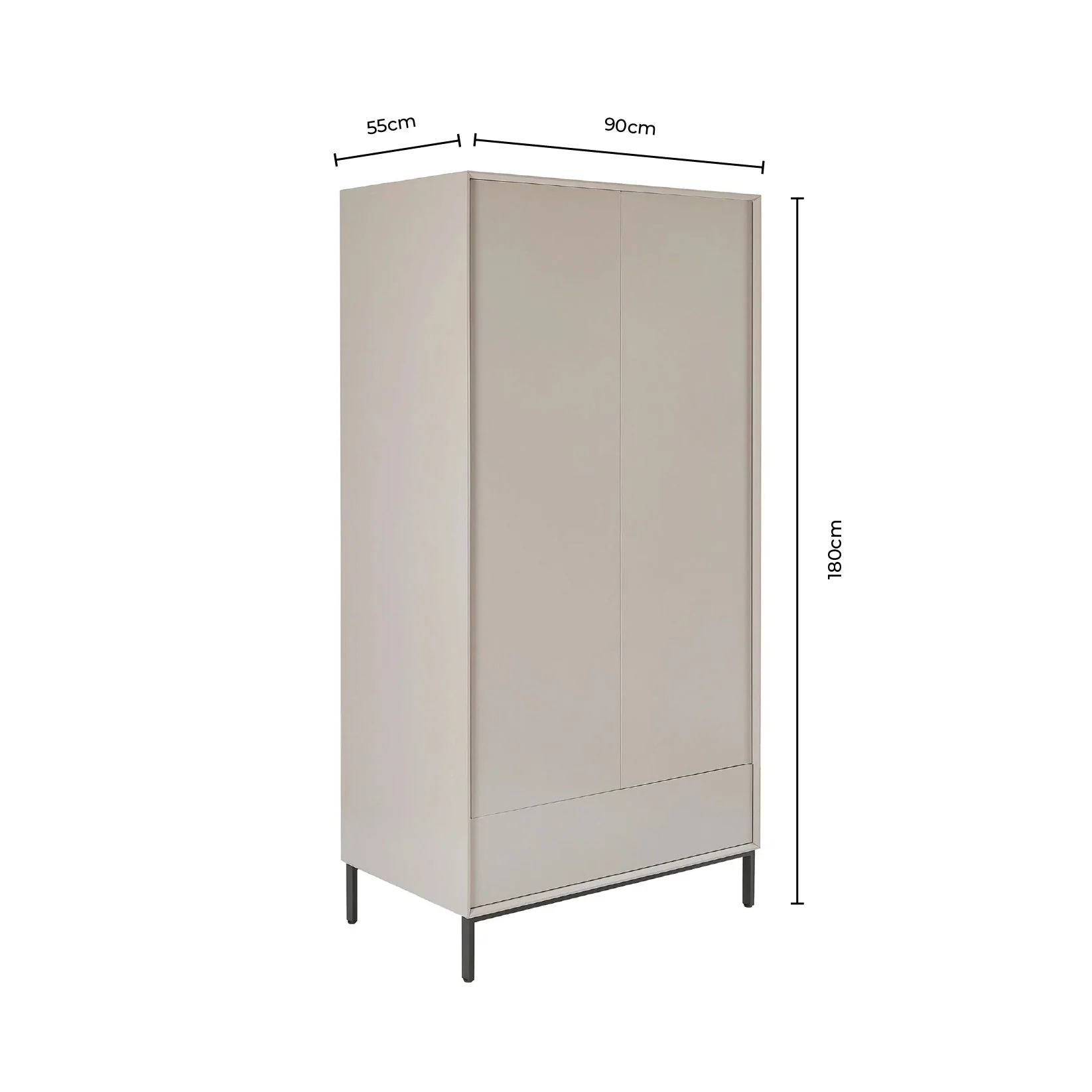 Nova 2 Door Wardrobe with Drawer - Taupe - Image 7