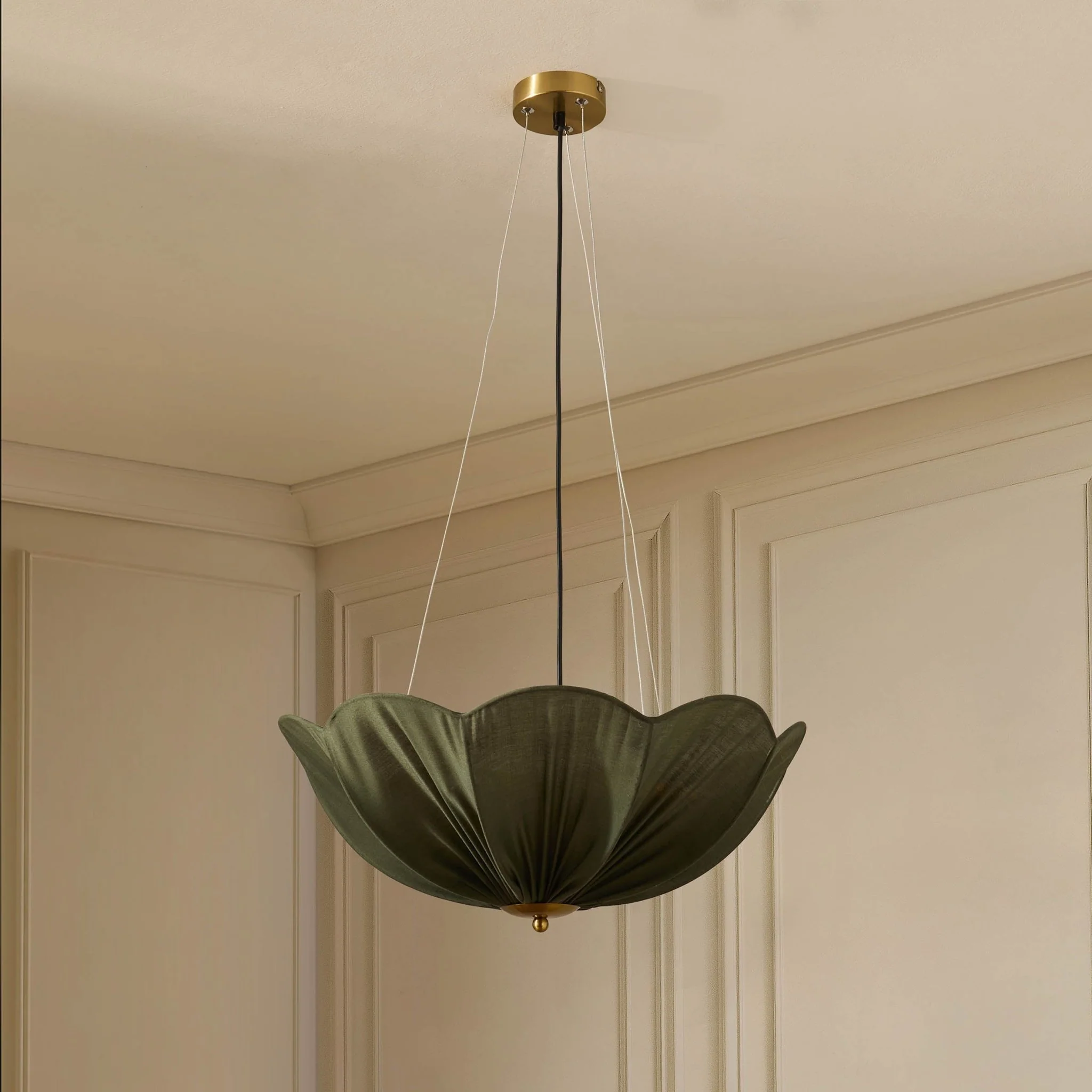 Oakley Petal Pendant Linen Fabric - Green - Image 3
