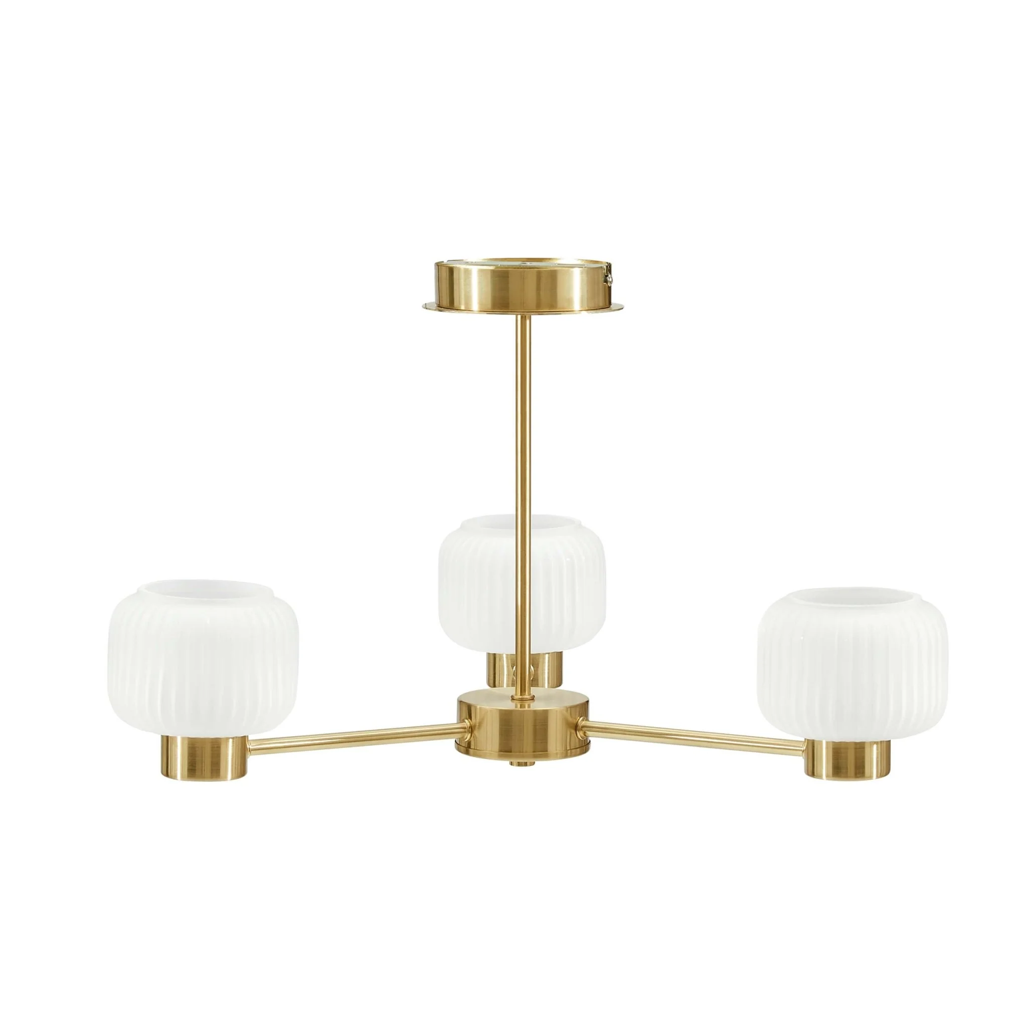 Octavia Ribbed Glass 3 Light Chandelier - Brass - Image 5
