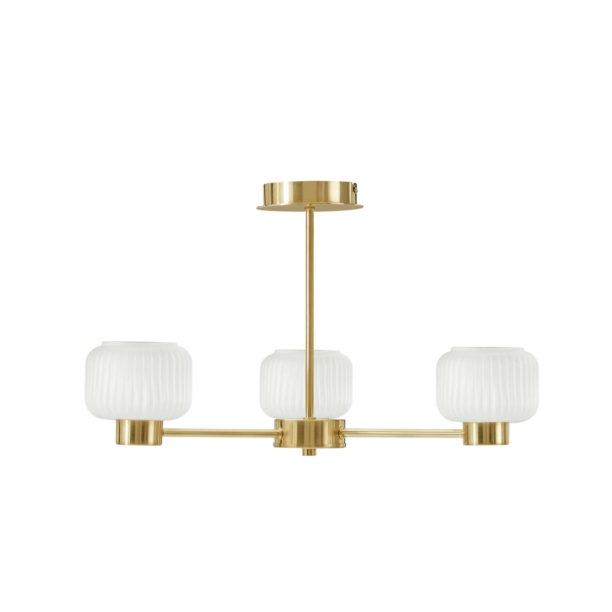 Octavia Ribbed Glass 3 Light Chandelier - Brass - Image 6