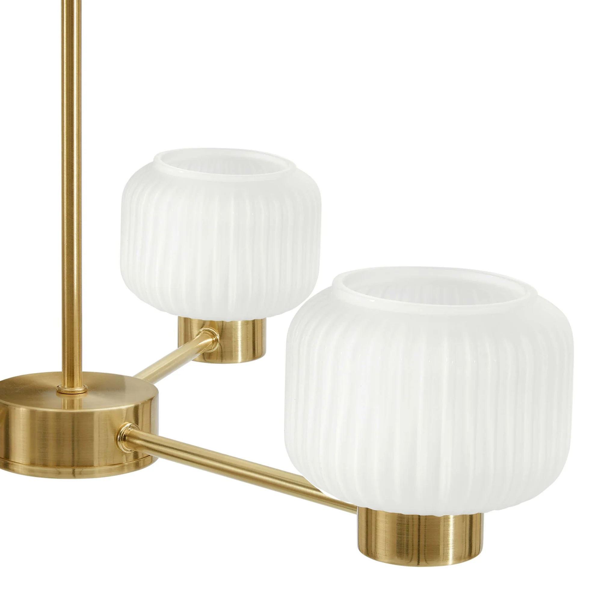 Octavia Ribbed Glass 3 Light Chandelier - Brass - Image 7